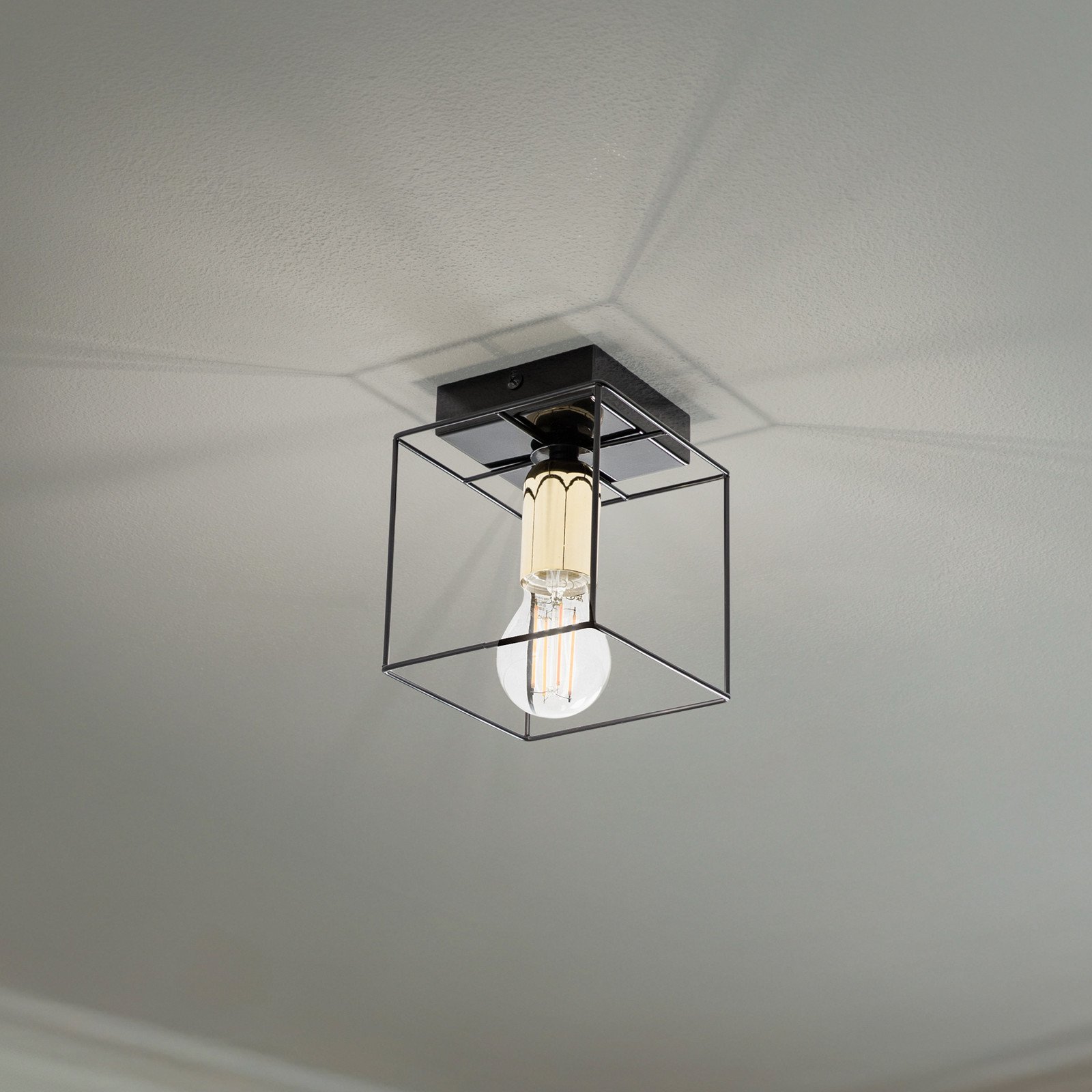 Euluna Mika plafonieră negru/auriu 1 bec - Camera de zi / sufragerie - Modern - negru auriu - Metal