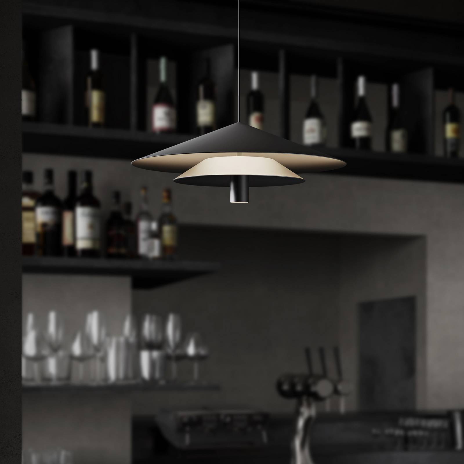 Karman Żyrandol LED ASSO, czarny, metal, Ø 42 cm