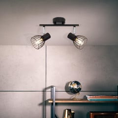 Faretto da soffitto Blacky, lunghezza 31 cm, nero, a 2 luci, metallo