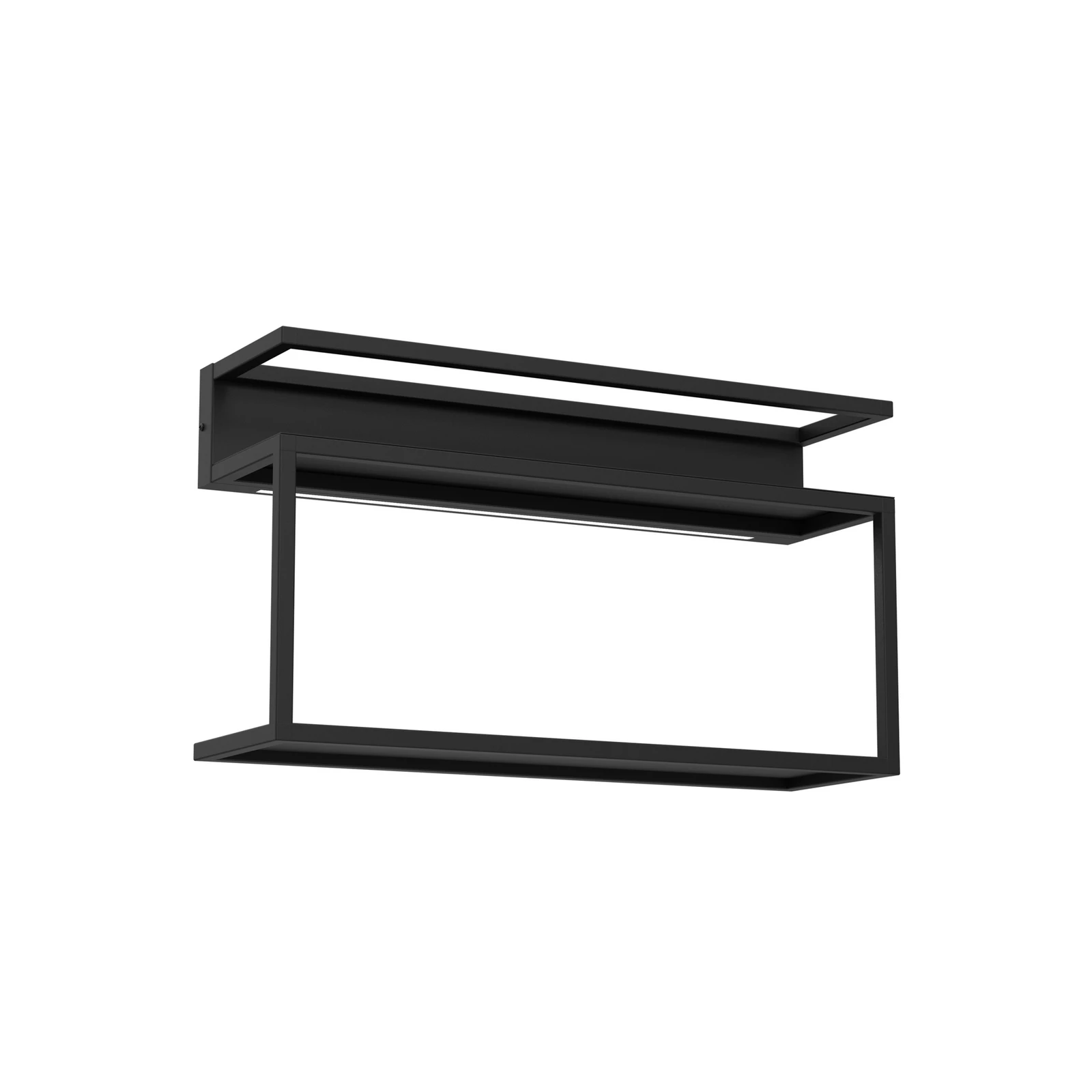 Sienas plaukts, melns, tērauds, 60 cm garš, 1 x LED gaismas diode