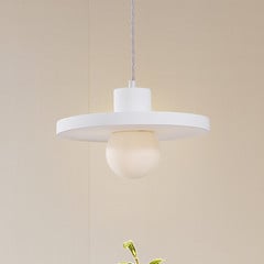 Závesné svetlo Lindby Nielson, Ø 28 cm, biela farba, omietka