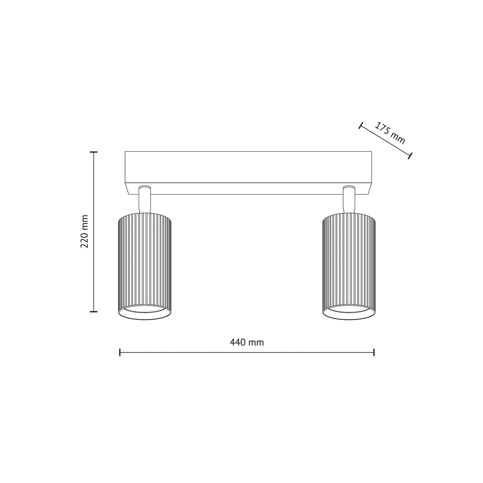 Spot pour plafond Tune, à 2 lampes, marron, métal, longueur 44 cm Spot pour plafond Tune, à 2 lampes, marron, métal, longueur 44 cm