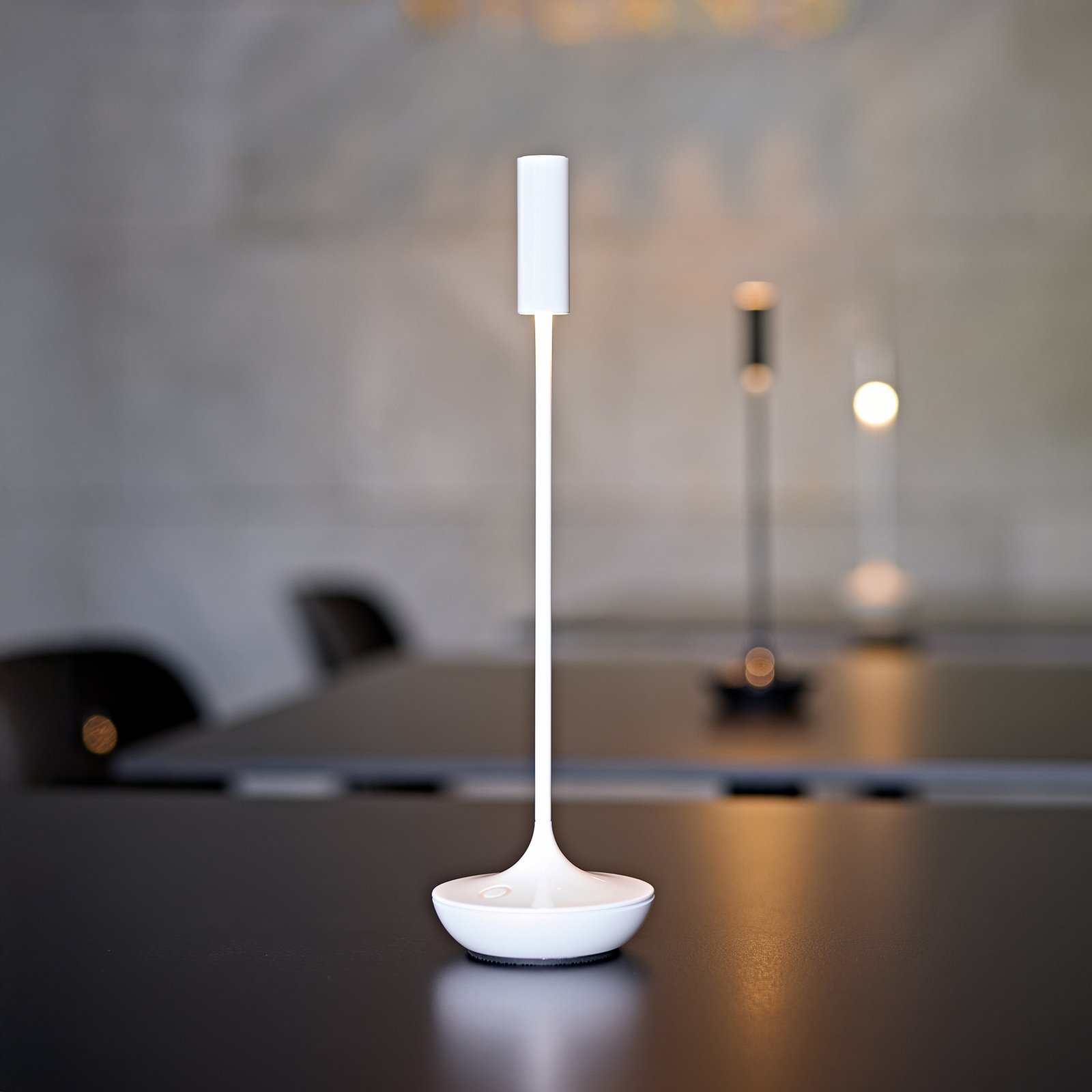 Candeeiro de mesa recarregável Nucandle LED, branco, IP54, regulável