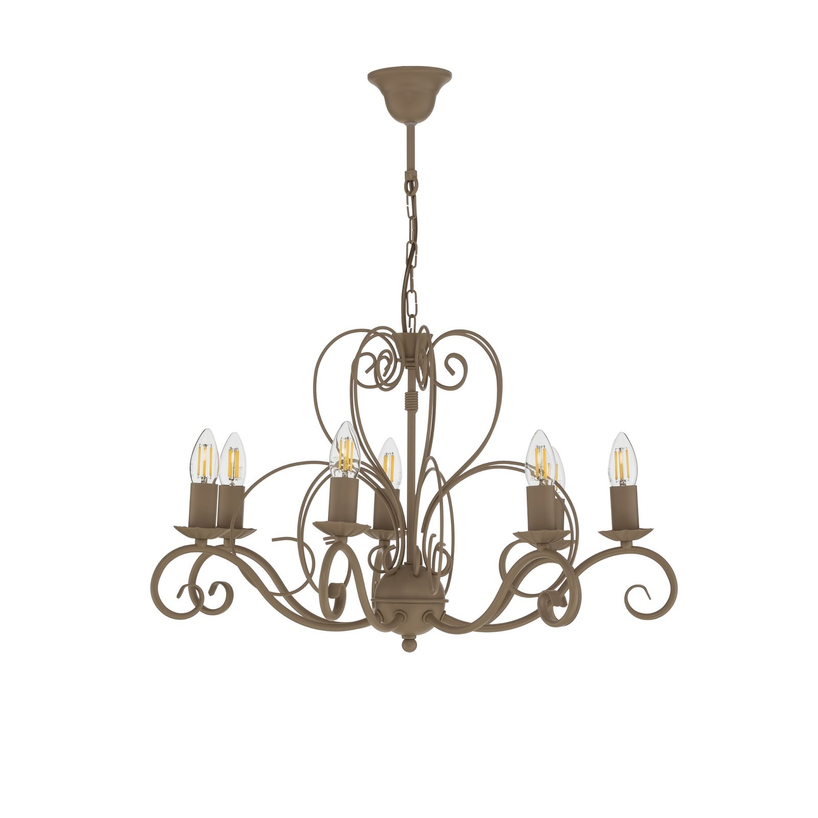 Lámpara de araña Mauro, beige, 7 luces, Ø 62 cm, metal, E14 Lámpara de araña Mauro, beige, 7 luces, Ø 62 cm, metal, E14