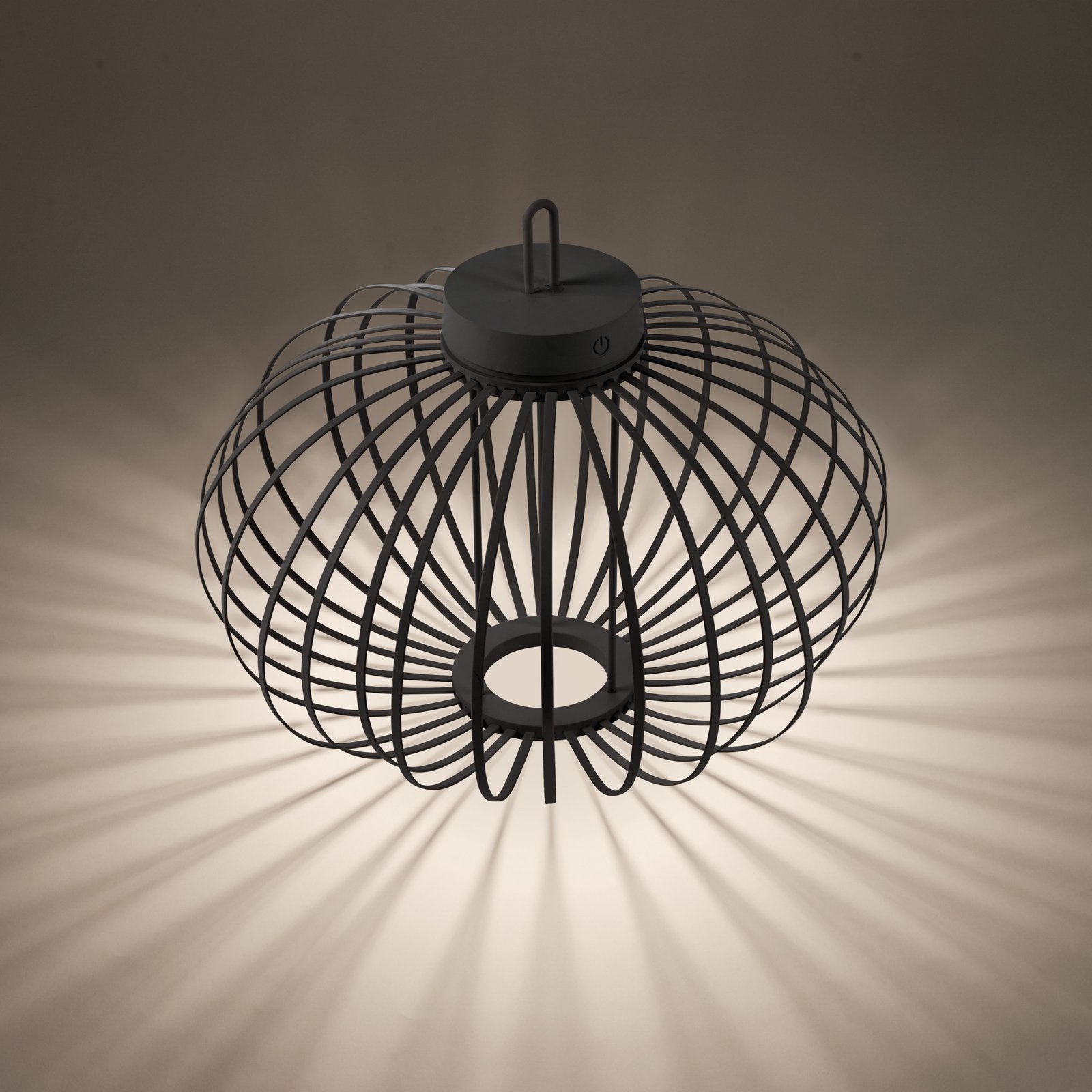 JUST LIGHT. Akuba lampa stołowa LED czarna bambus 37 cm