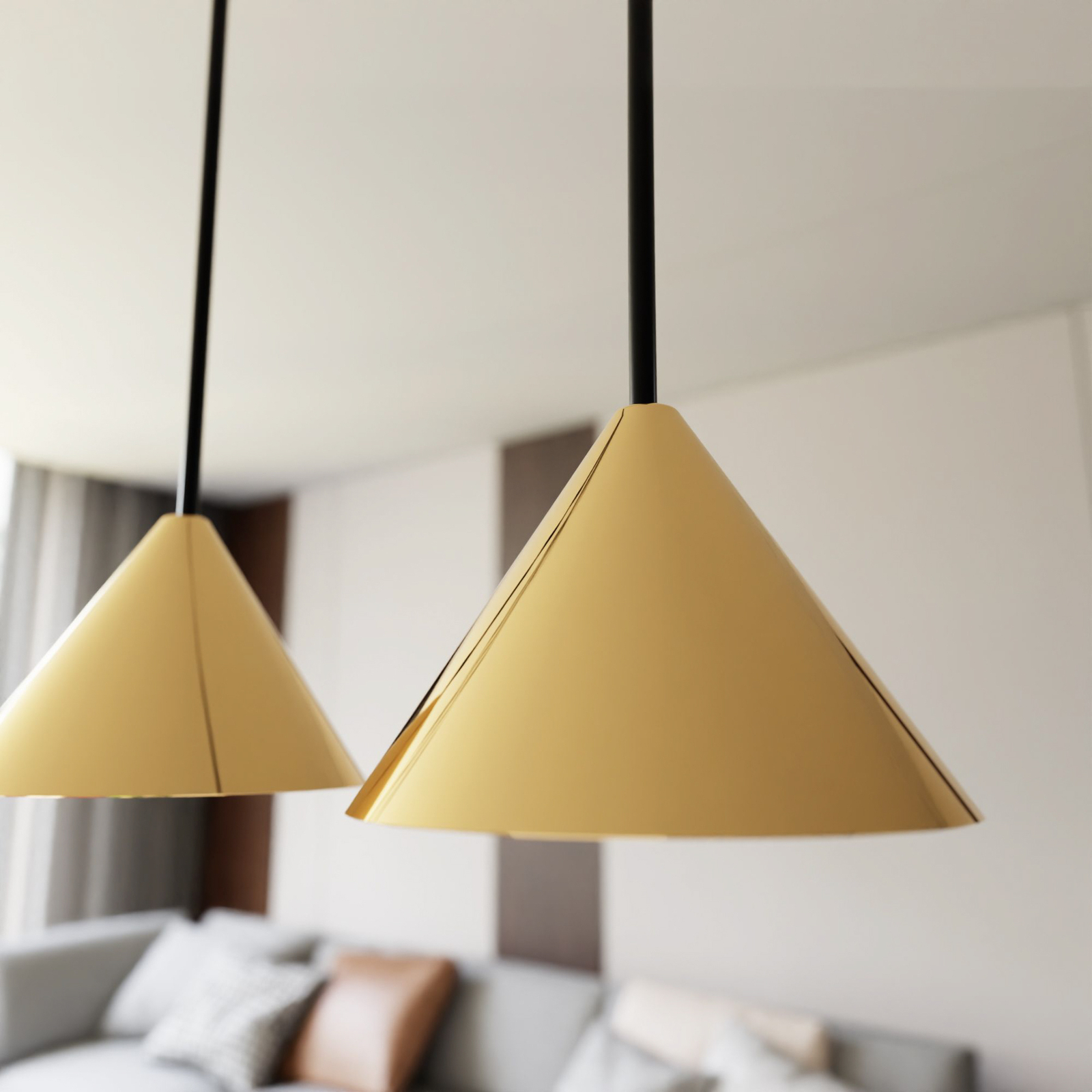 Elit pendant light, 6-bulb, gold-coloured, metal