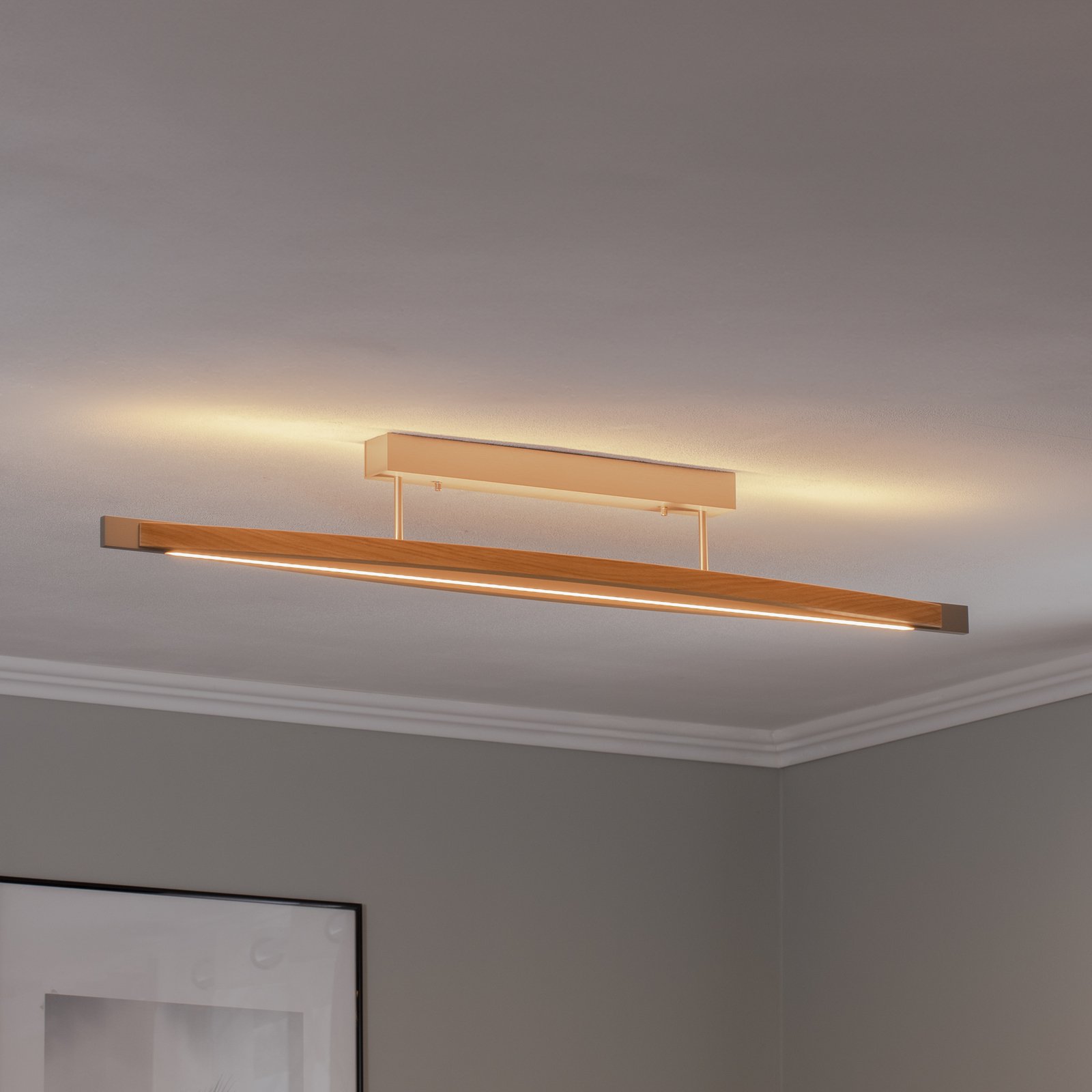 Quitani Plafoniera LED Kiera, rovere/nickel, 38W