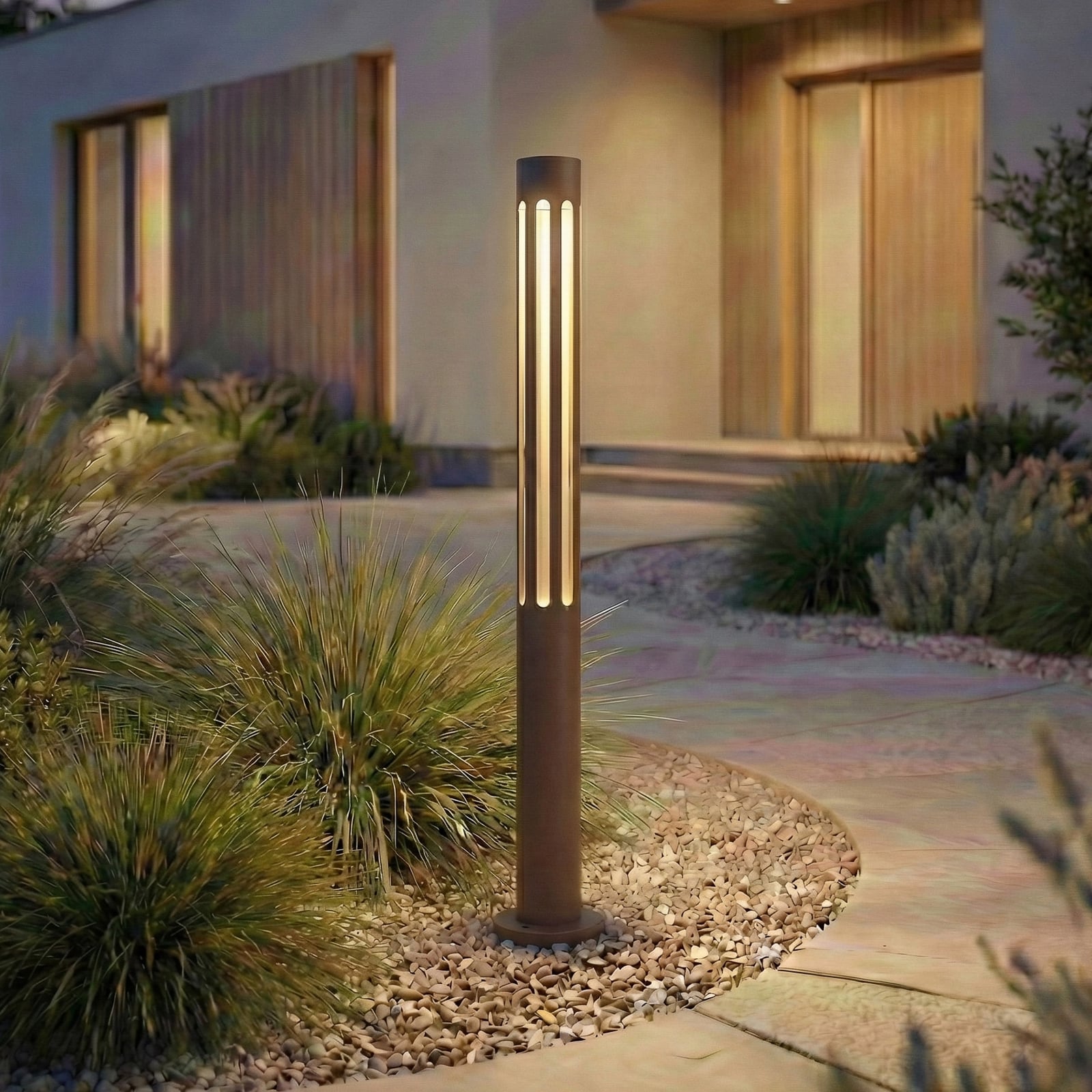 LED osvětlení cesty Fjorya, hnědé, výška 60 cm, IP65 - Lindby