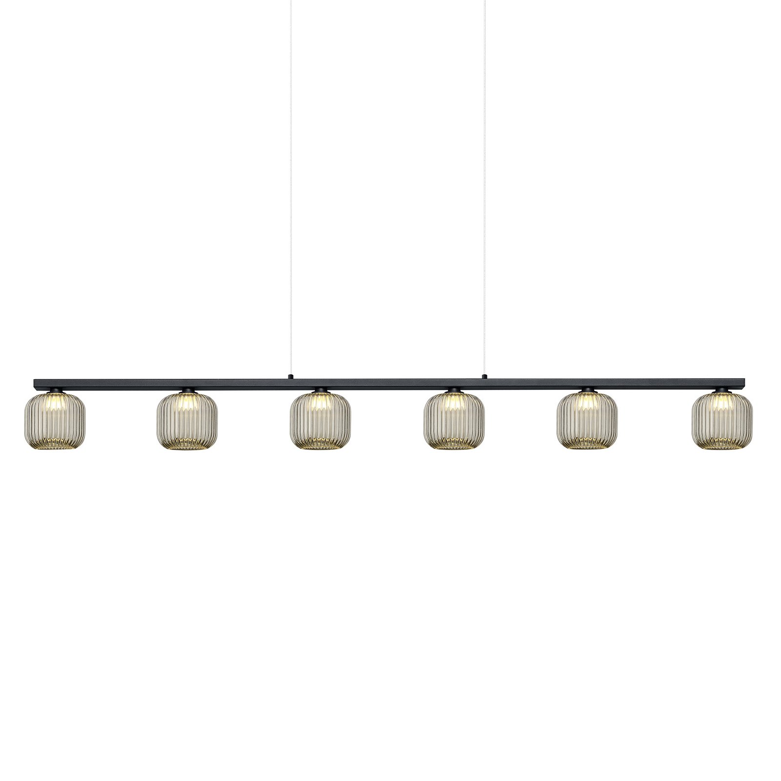 LED-hänglampa Loft, 6 lampor, rökglas