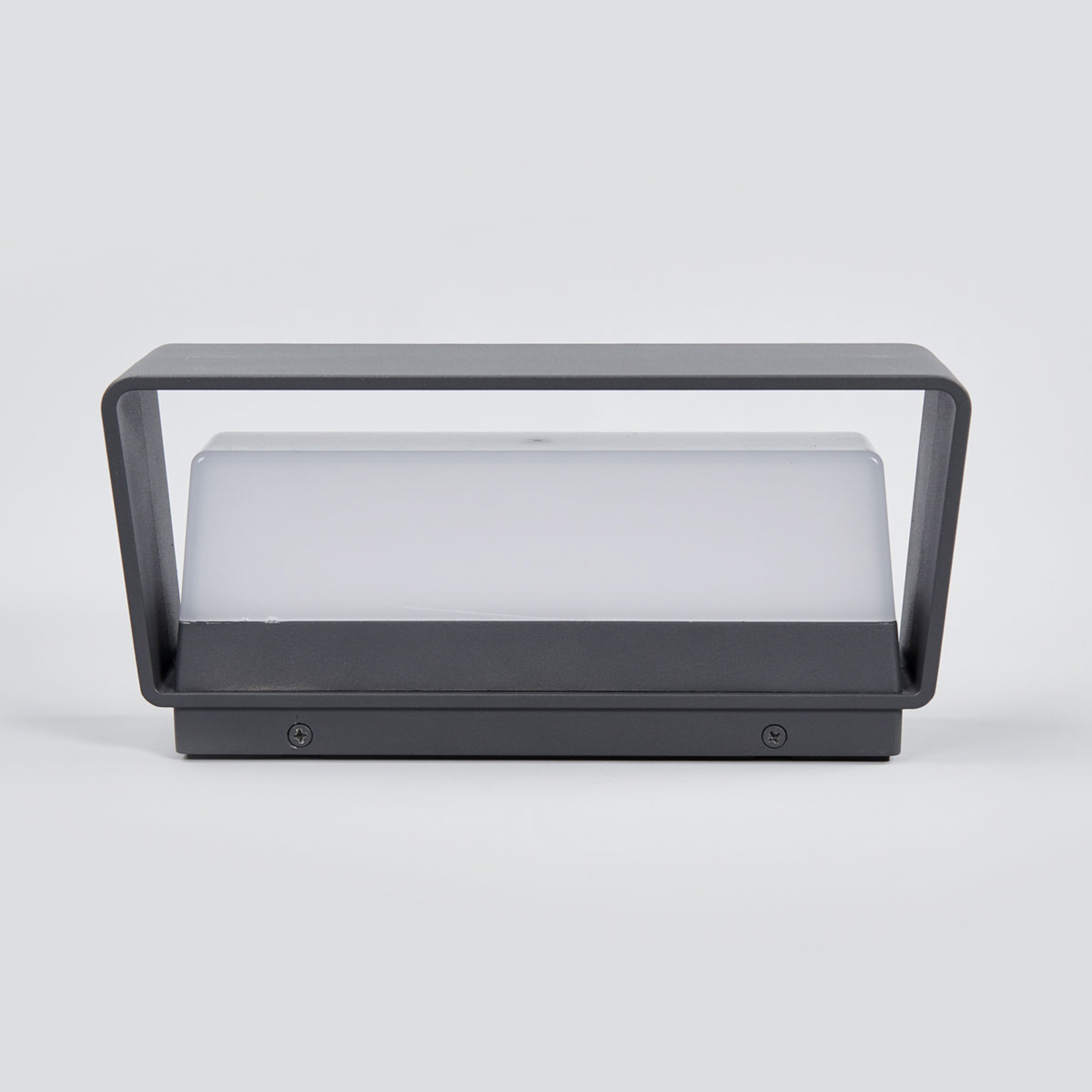 Lucande LED vonkajšie nástenné svietidlo Midvig, tmavosivé, hranaté, IP65