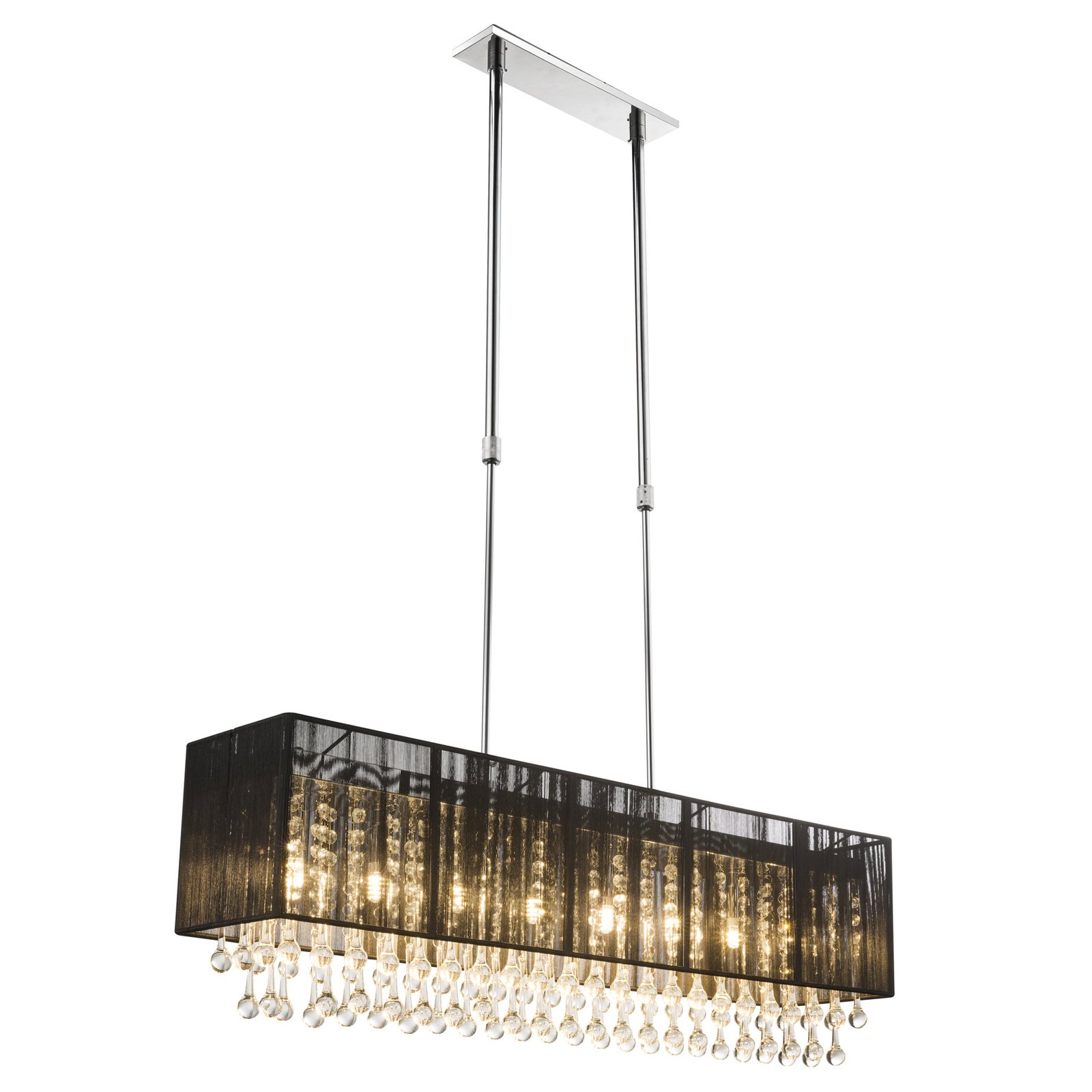 Bagana LED hanging light, metal, glass and silk