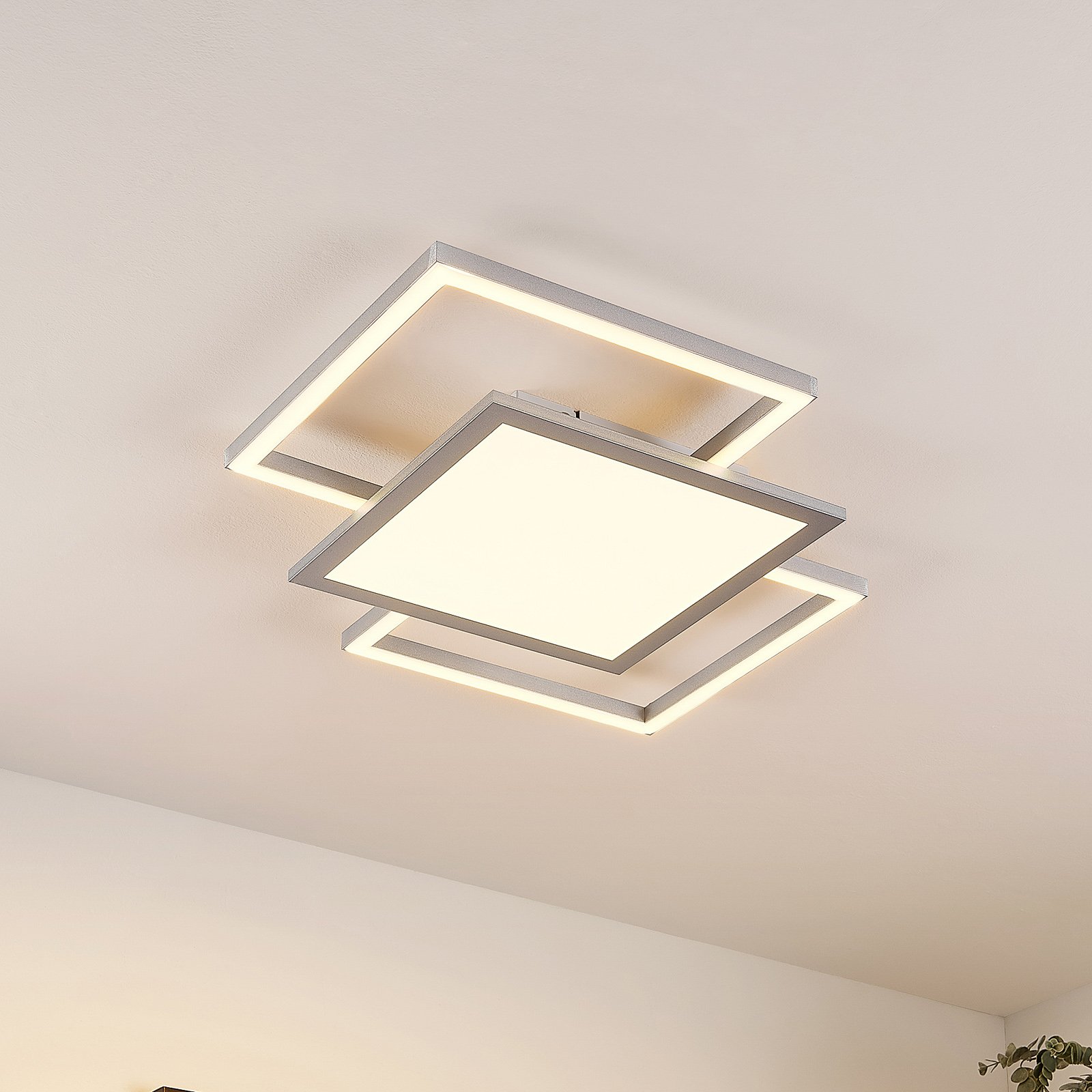 Lucande Ciaran LED plafondlamp, vierkanten