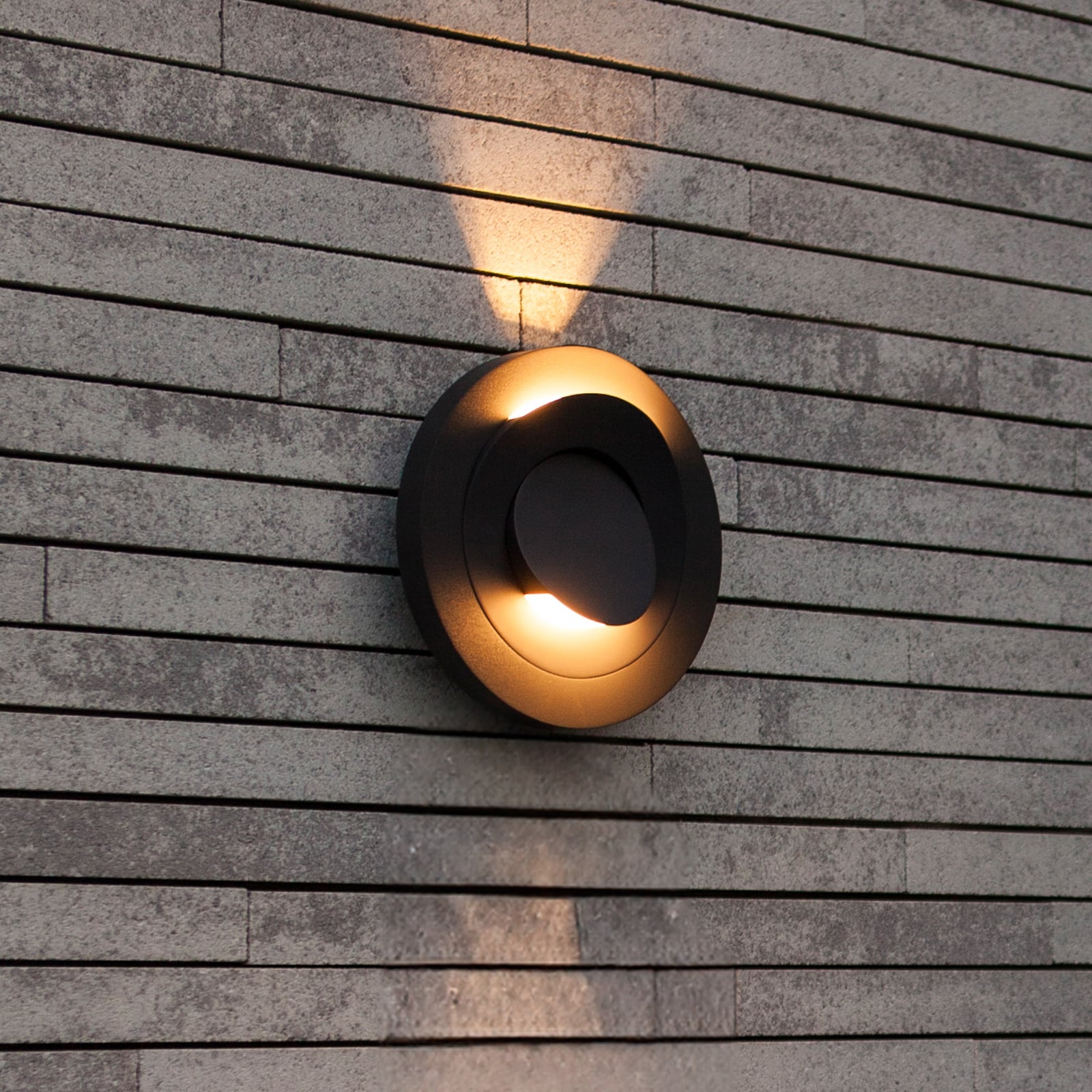 LED āra sienas lampa MOOV, tumši pelēka, Ø 21 cm, metāls, IP54