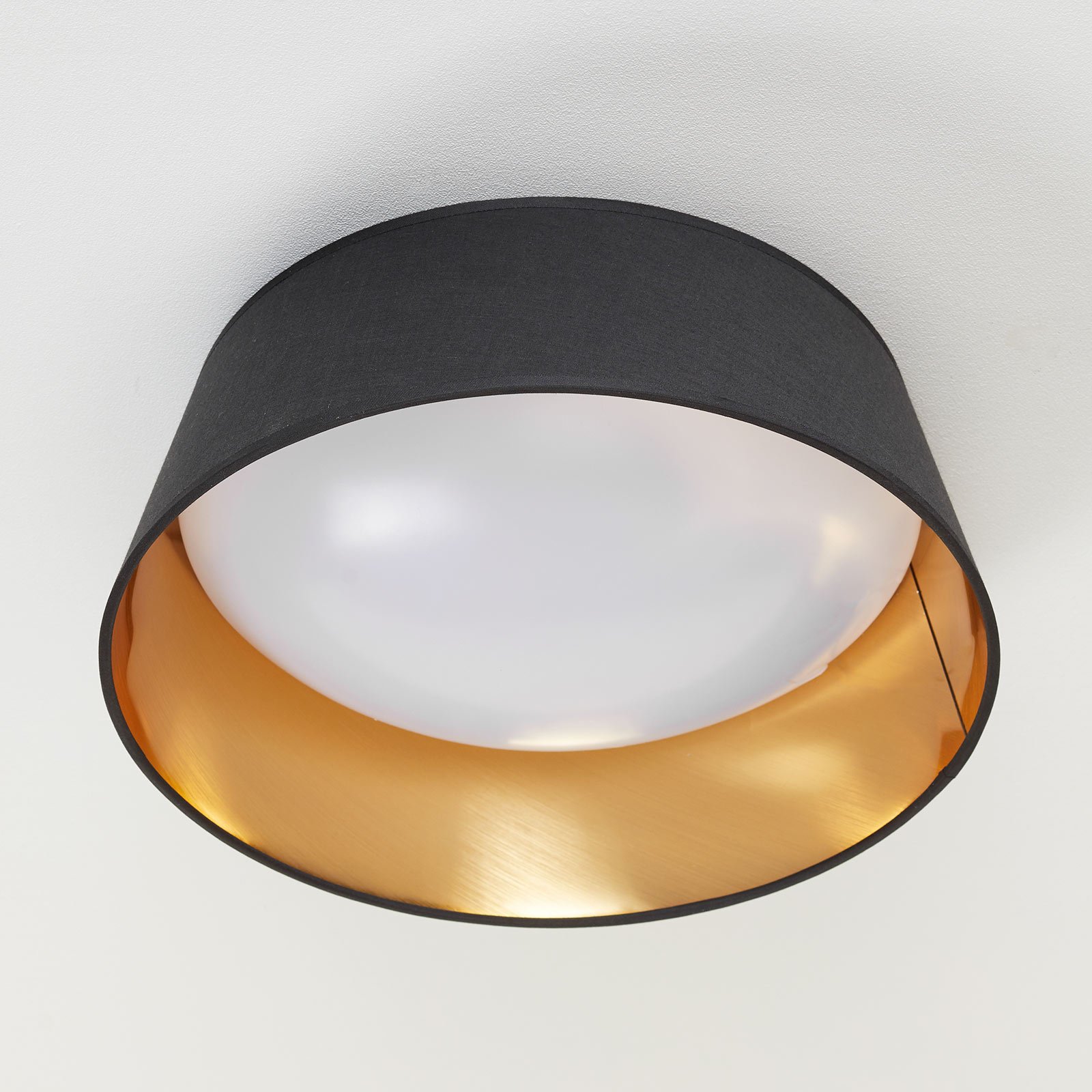 Sort-gylden tekstil loftlampe Ponts med LED’er