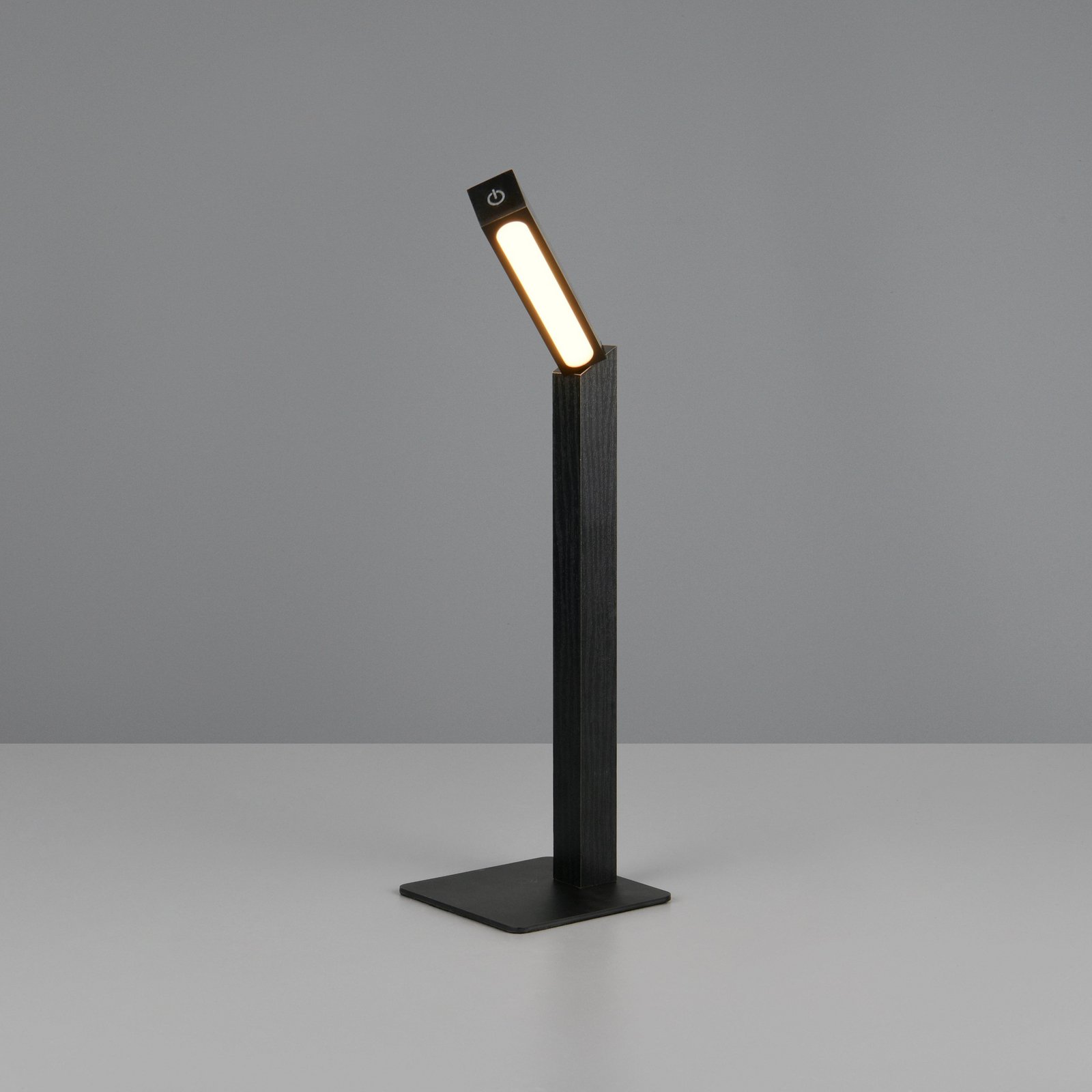 LED rechargeable table lamp Skip, black, MDF, height 37.5 cm