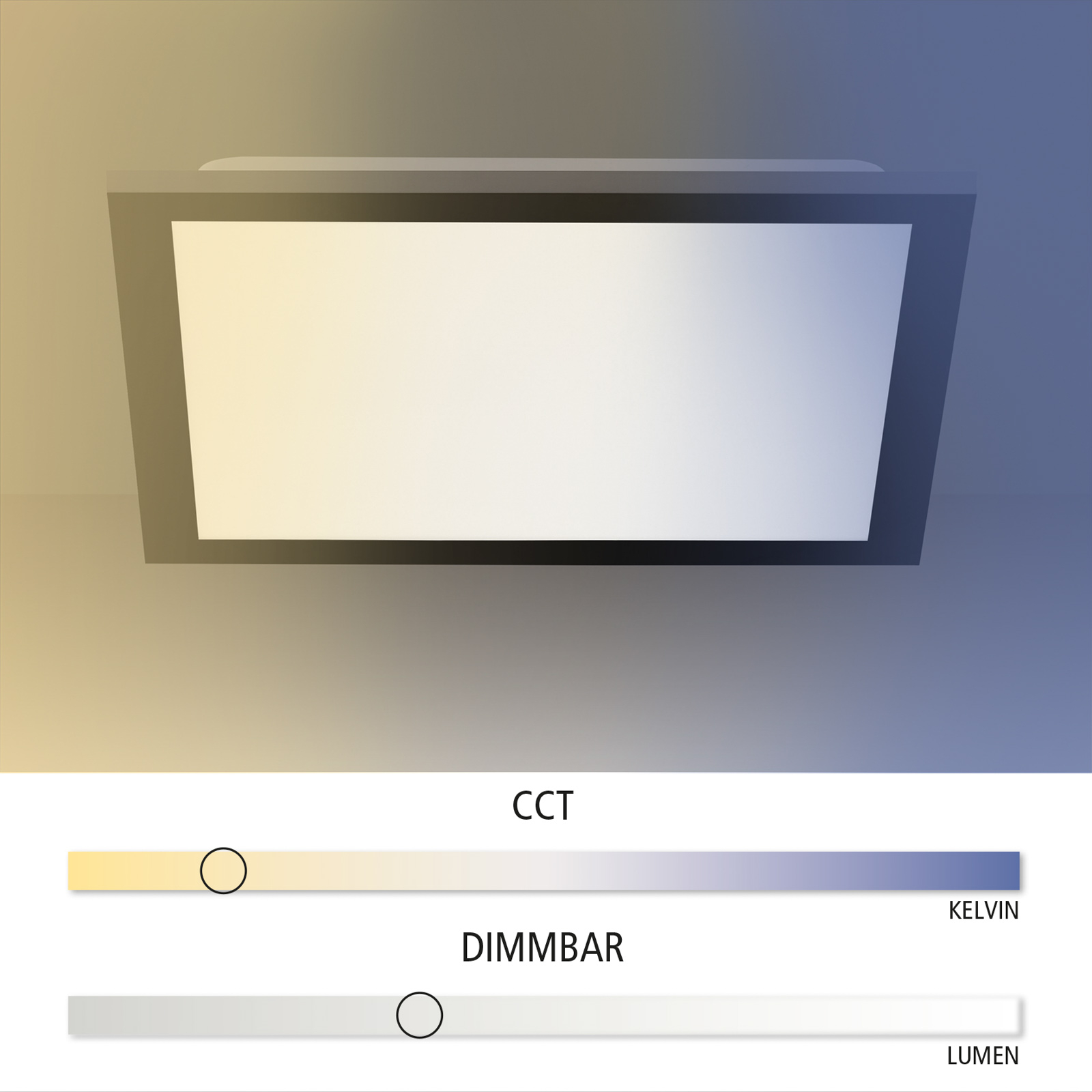 LED-Deckenleuchte Flat, CCT, schwarz, quadratisch