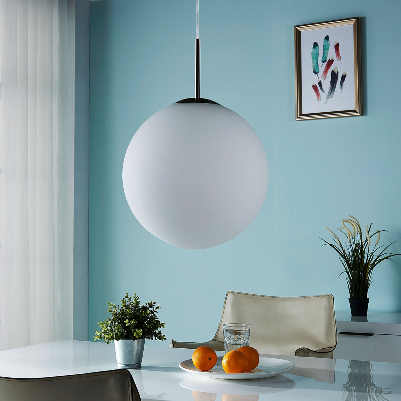 Bolvormige hanglamp Marike wit | Lampen24.be