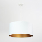 Salina pendant light, velour fabric, white/gold