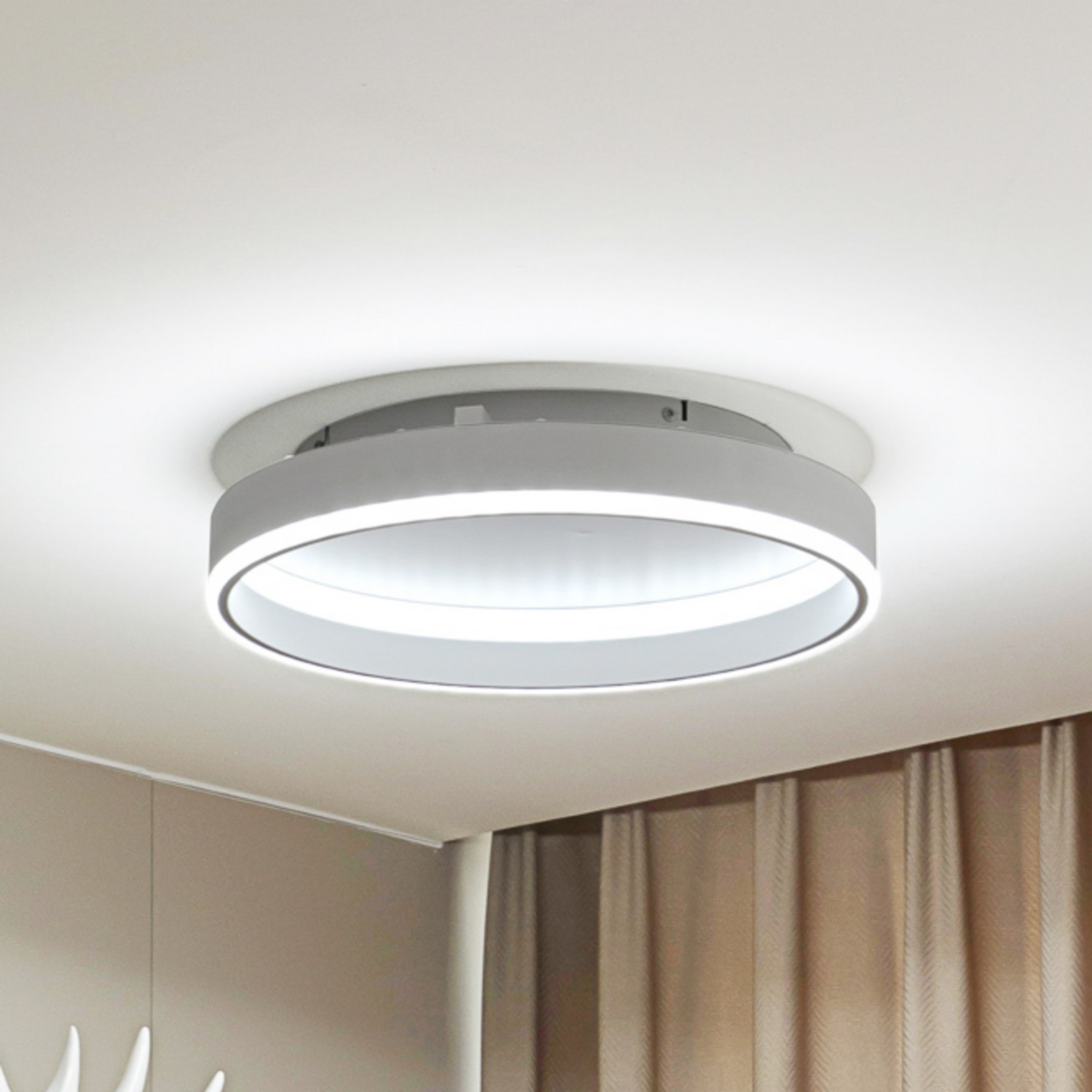 Lindby Smart LED mennyezeti lámpa Yasmen, fehér, fém, CCT, Tuya
