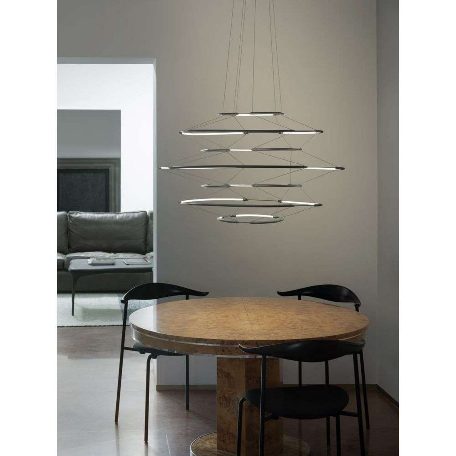 Drop 7 Pendel Satin Silver Nemo Lighting - Spisestue - Plastik - Ring