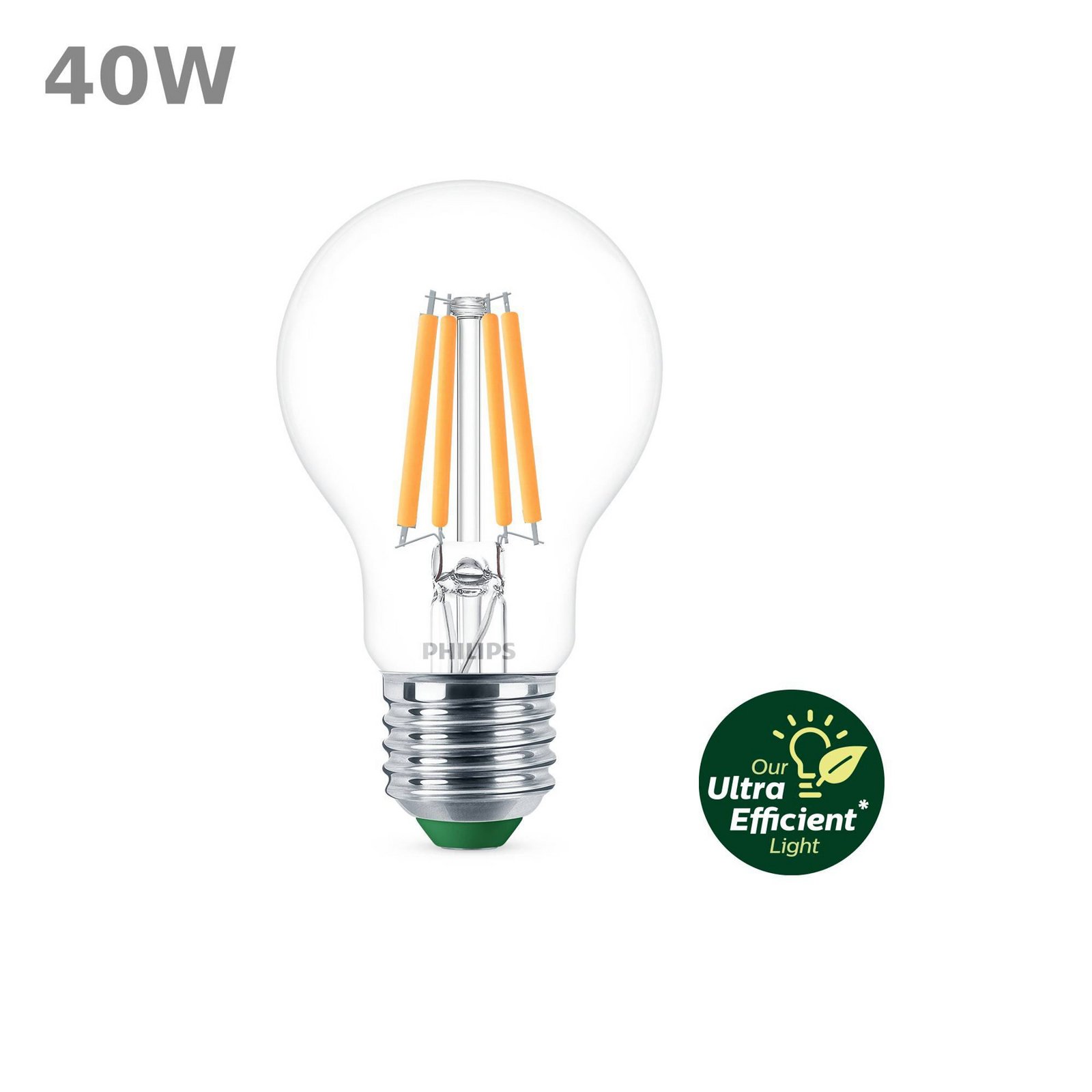 Philips E27 LED-pære A60 2,3W 485lm 2700K filament 3-pak