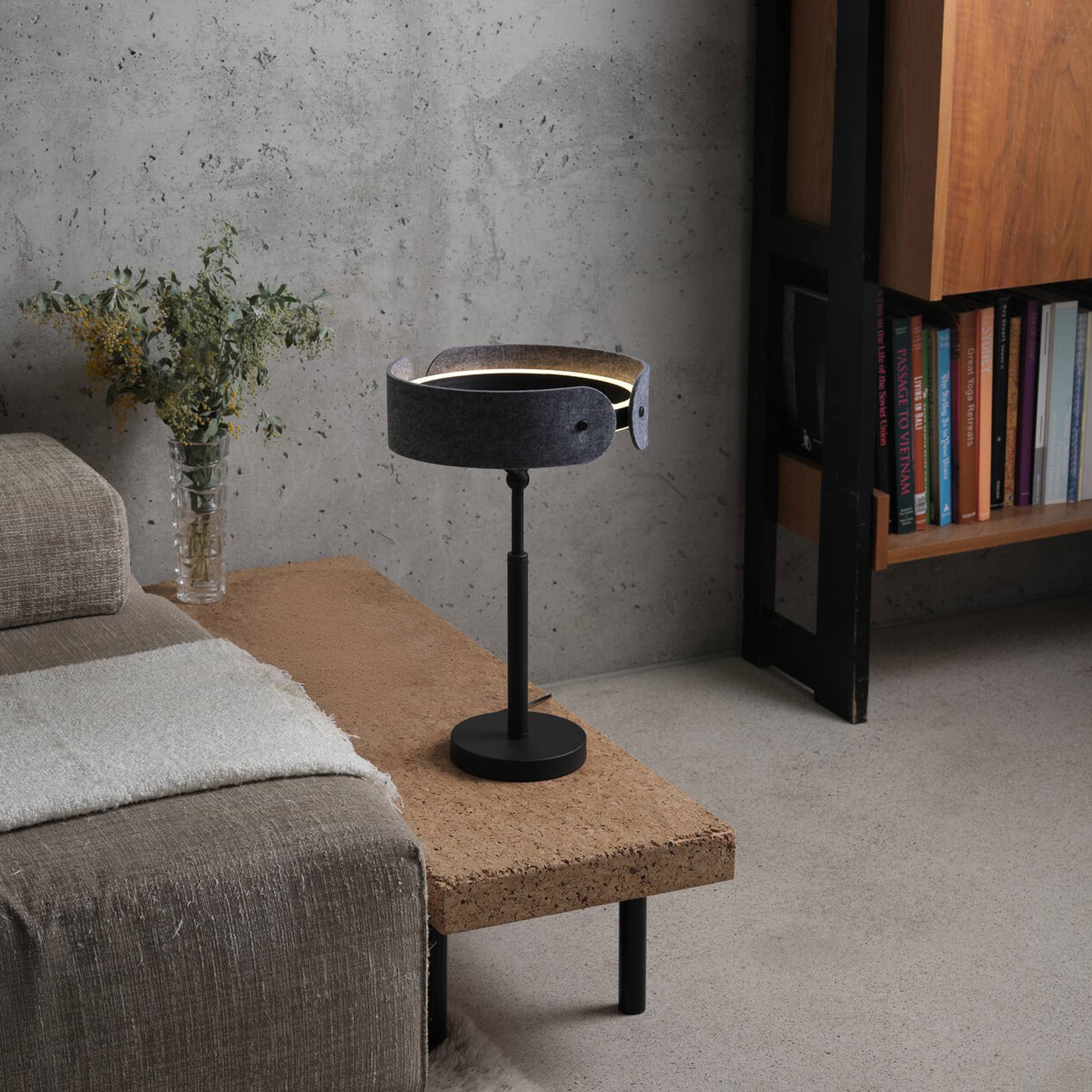 Lampa stołowa LED OSRAM Decor Curve Felt, szara, filc, 3000 K