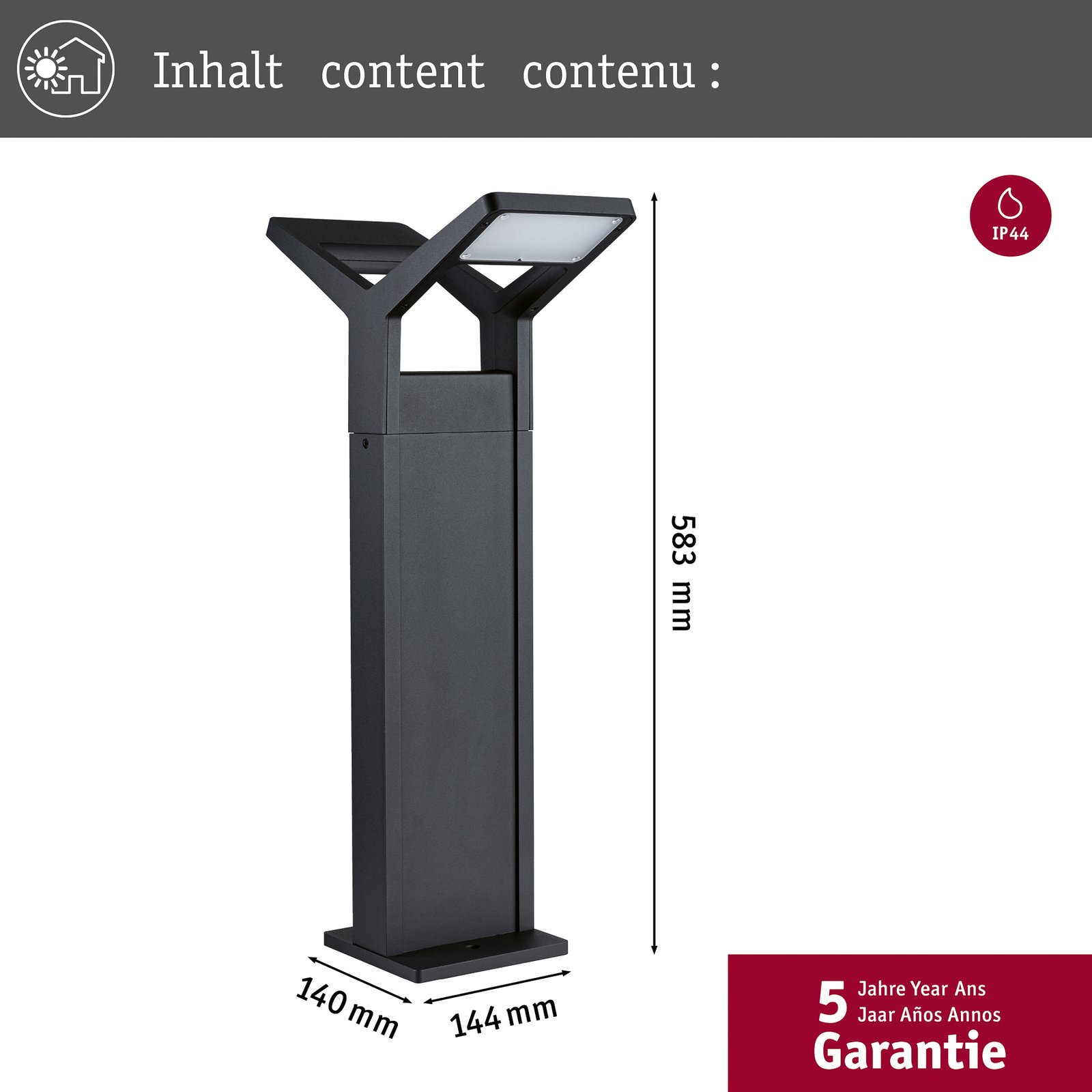 Juntea Außen Pollerleuchte 2x12,5W SWR Anthrazit - Paulmann