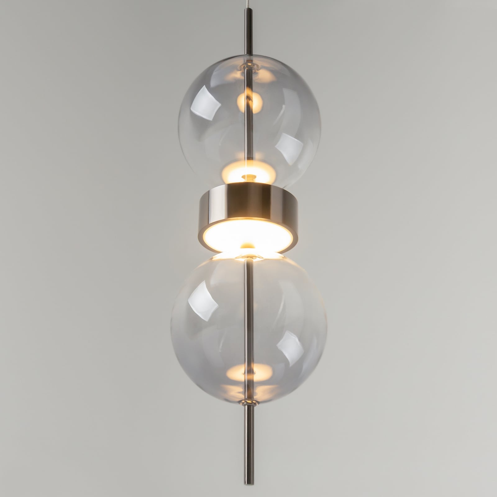 LED viseća svjetiljka DOUBLE MOON, dimno siva, Ø 12 cm, staklo LED viseća svjetiljka DOUBLE MOON, dimno siva, Ø 12 cm, staklo
