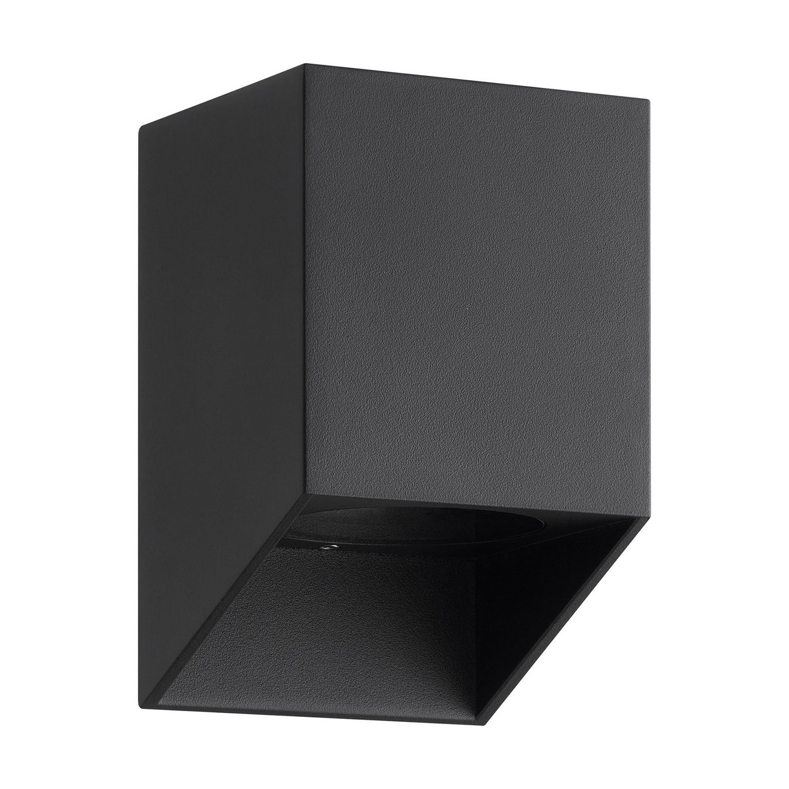 Nico Square outdoor wall light, black, aluminium, down, IP54