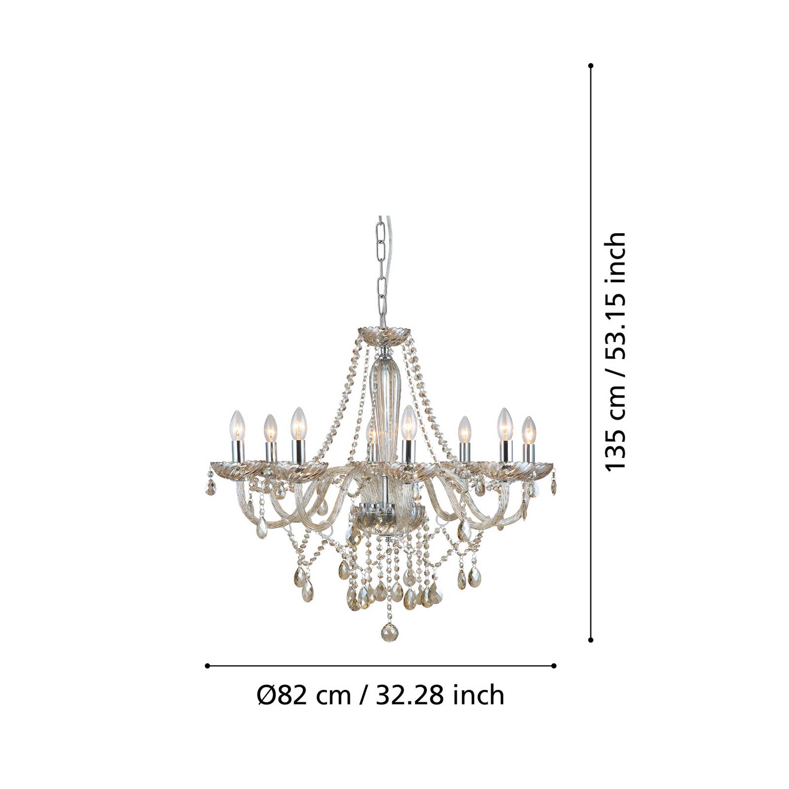 Kronleuchter Basilano aus Glas in Cognac 8-flammig günstig online kaufen