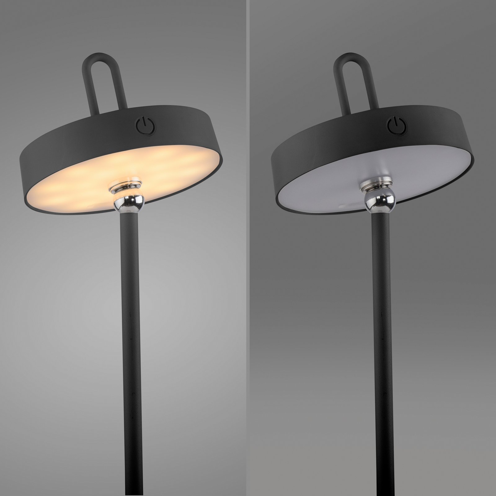 JUST LIGHT. Lampe de table LED rechargeable Amag, noir, fer, IP44