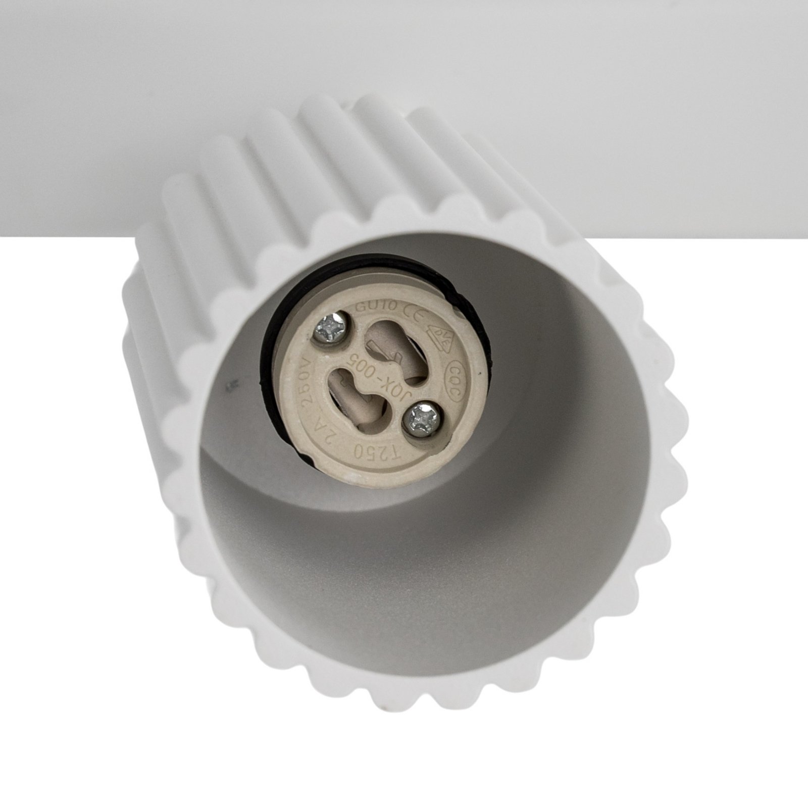 Carbon downlight, white, length 45 cm, aluminium, 3-bulb.