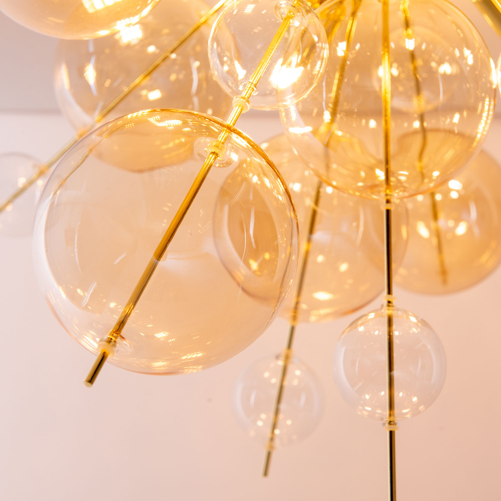 Explosion ceiling light with amber-coloured globes