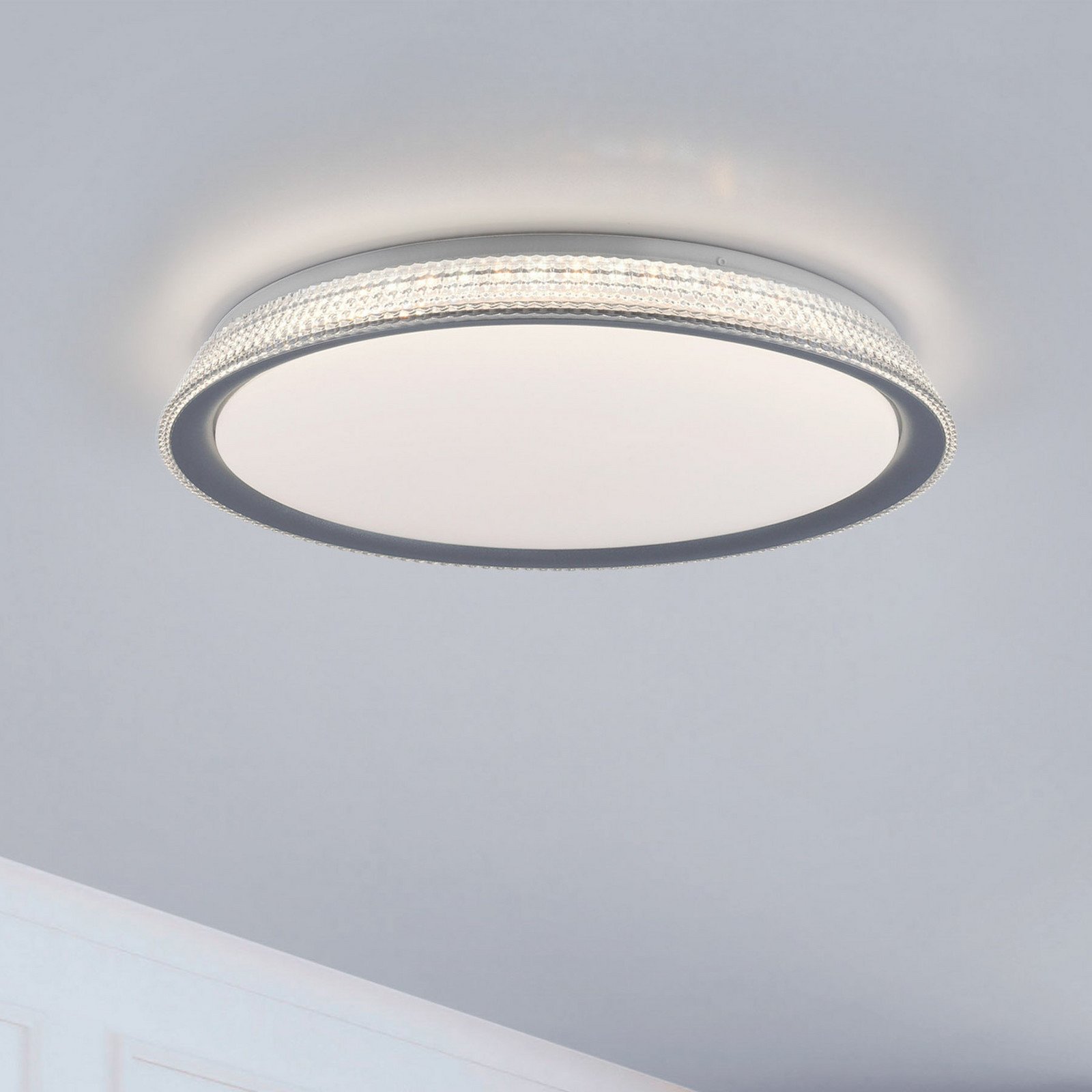 JUST LIGHT. Plafonieră cu LED Kari cu variator Switchmo Ø 51cm - dormitor - argintiu alb - Plastic