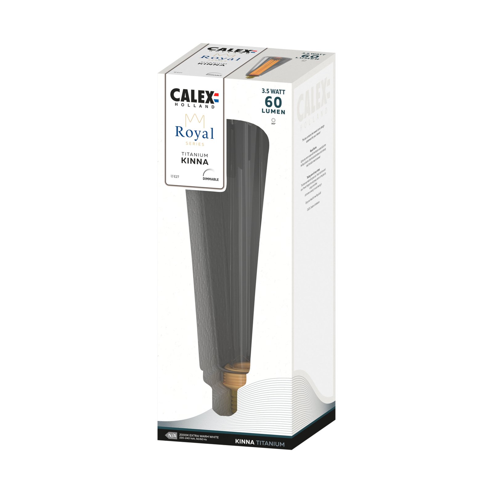 Calex Royal Kinna LED E27 3,5W 2 000 K dimm füst