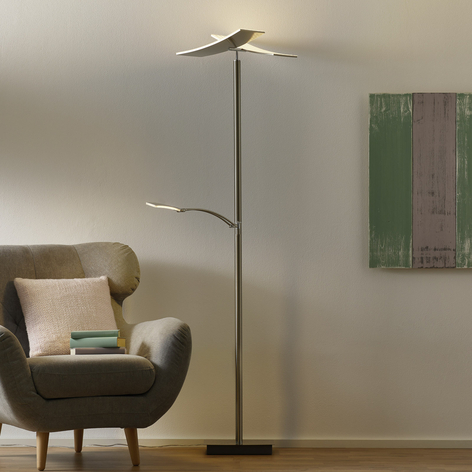 B-Leuchten Duo LED-gulvlampe med dimmer, nikkel