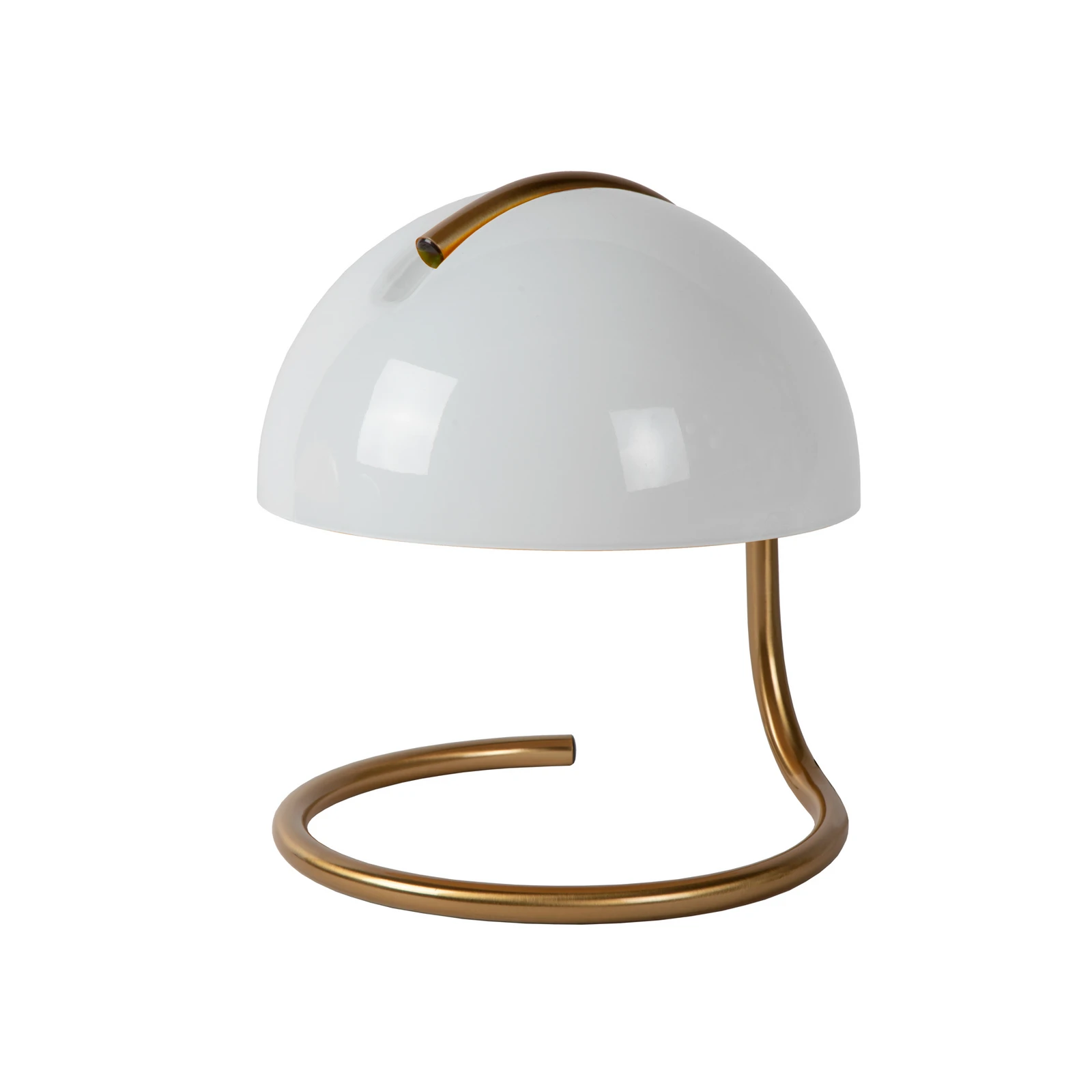 Lampe à poser rétro Cato abat-jour opale, blanche