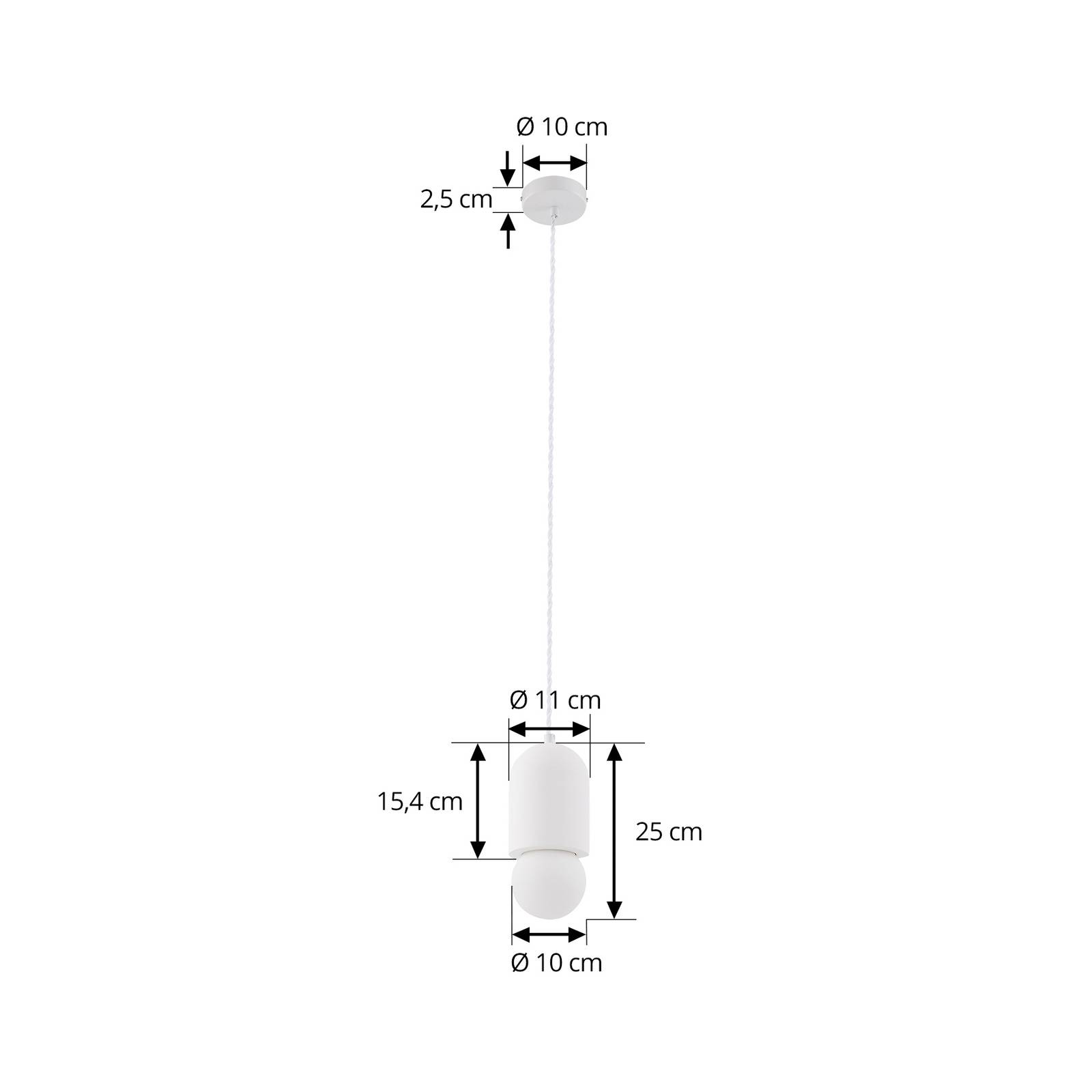 Lampa wisząca Lindby Nielson, Ø 11 cm, biały, gips