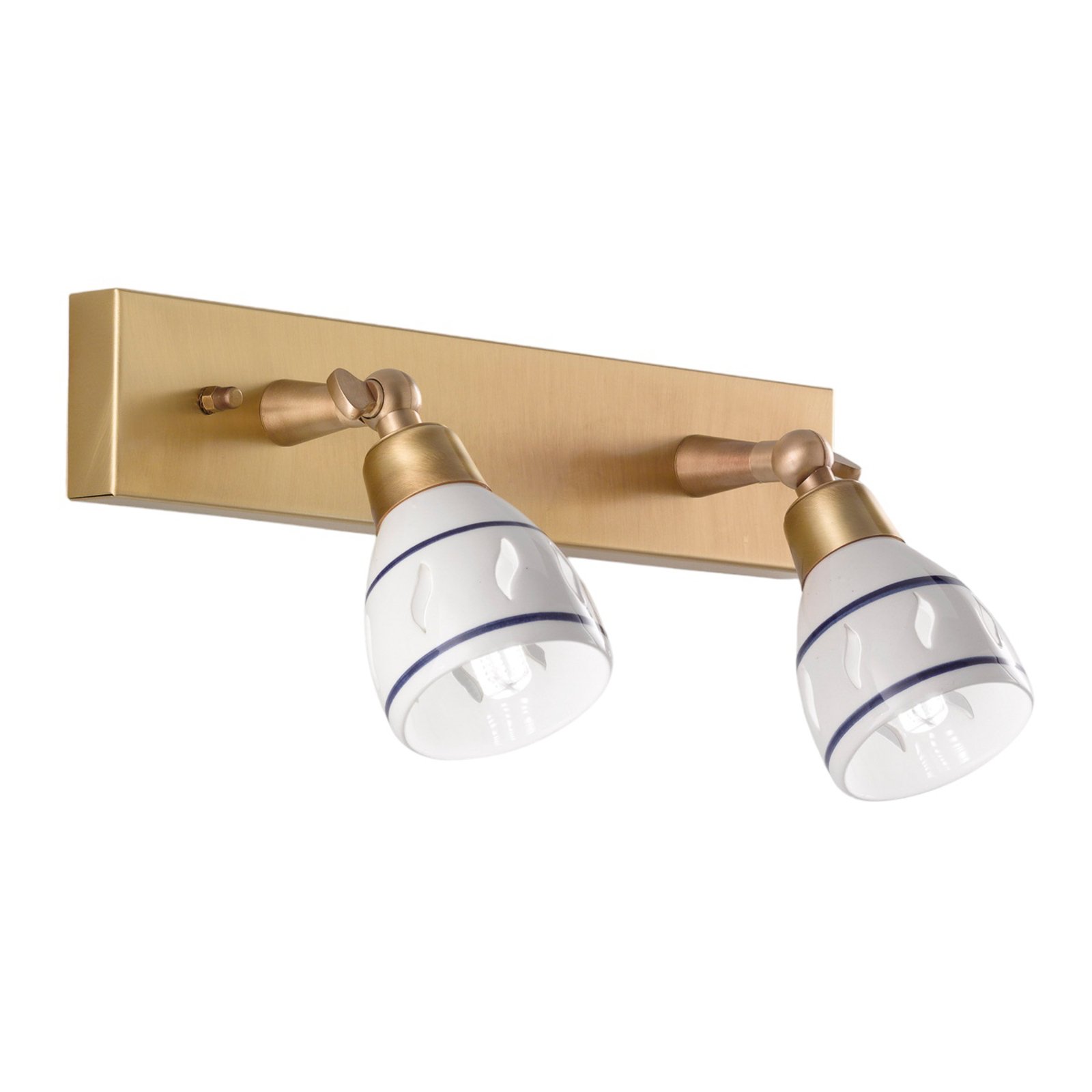 Bassano two-bulb wall spotlight made of brass