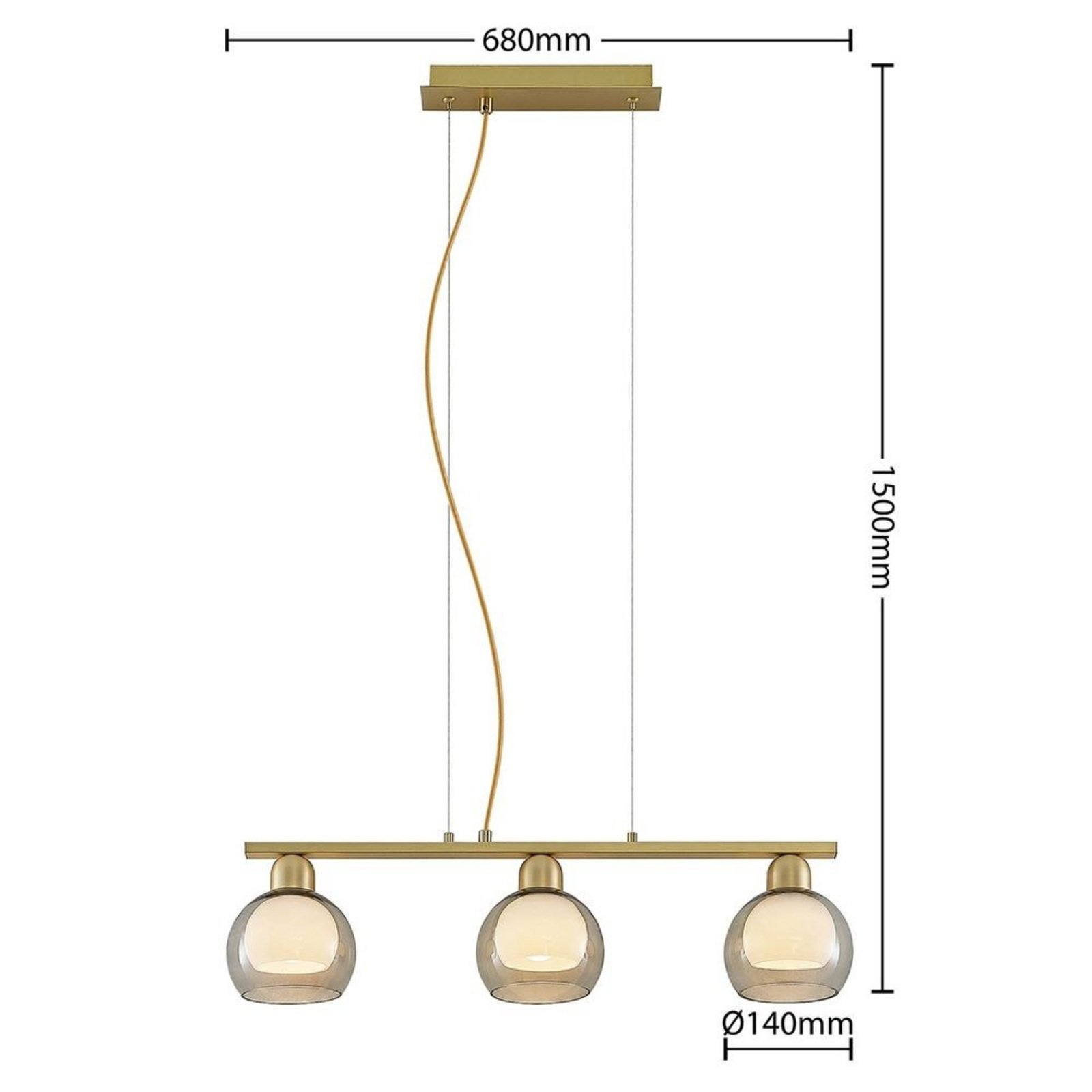 Mylah 3 Lustră Pendul L680 Brass - Lucande