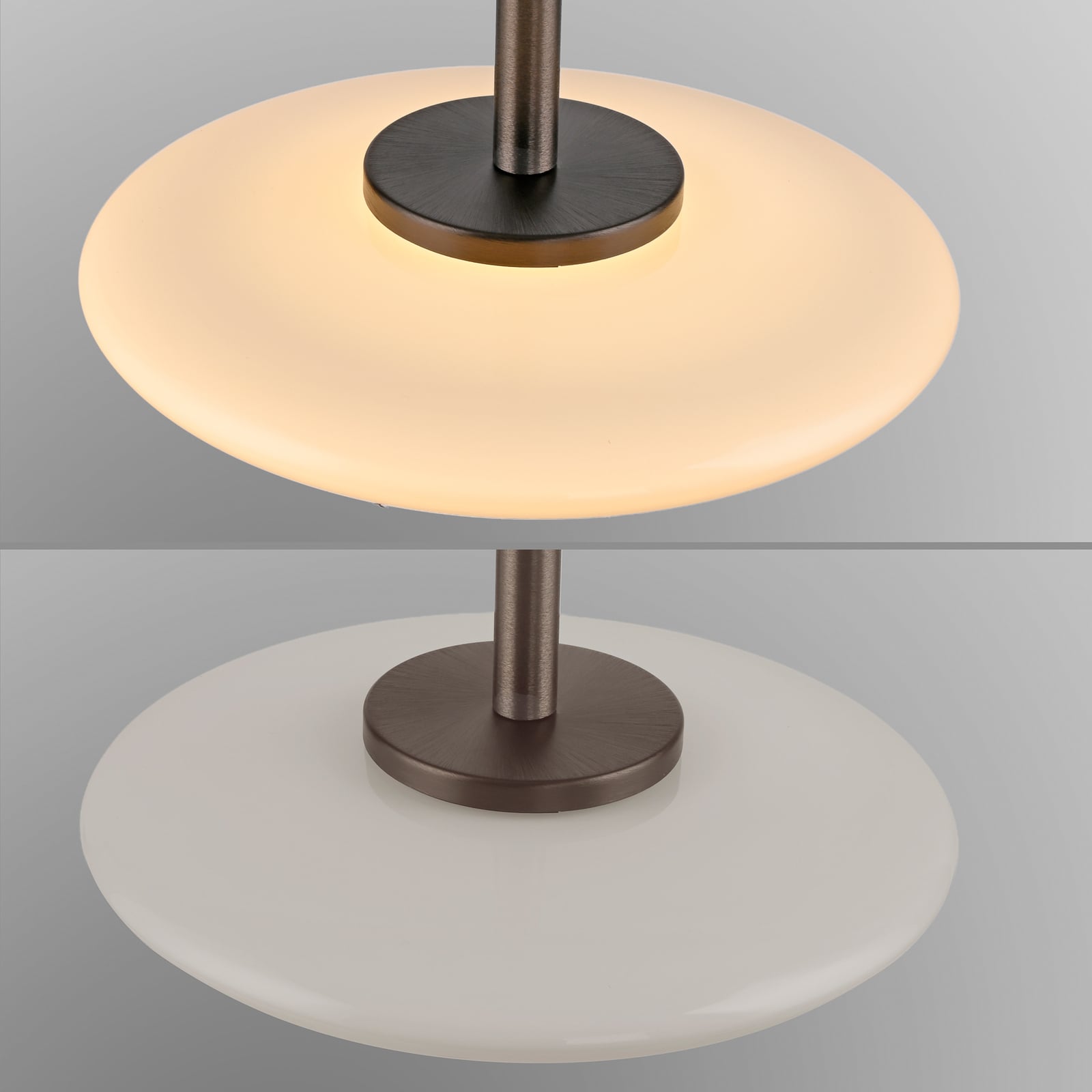 Suspension LED Vitrum, marron/opale, verre/aluminium, à 3 lampes - PURE