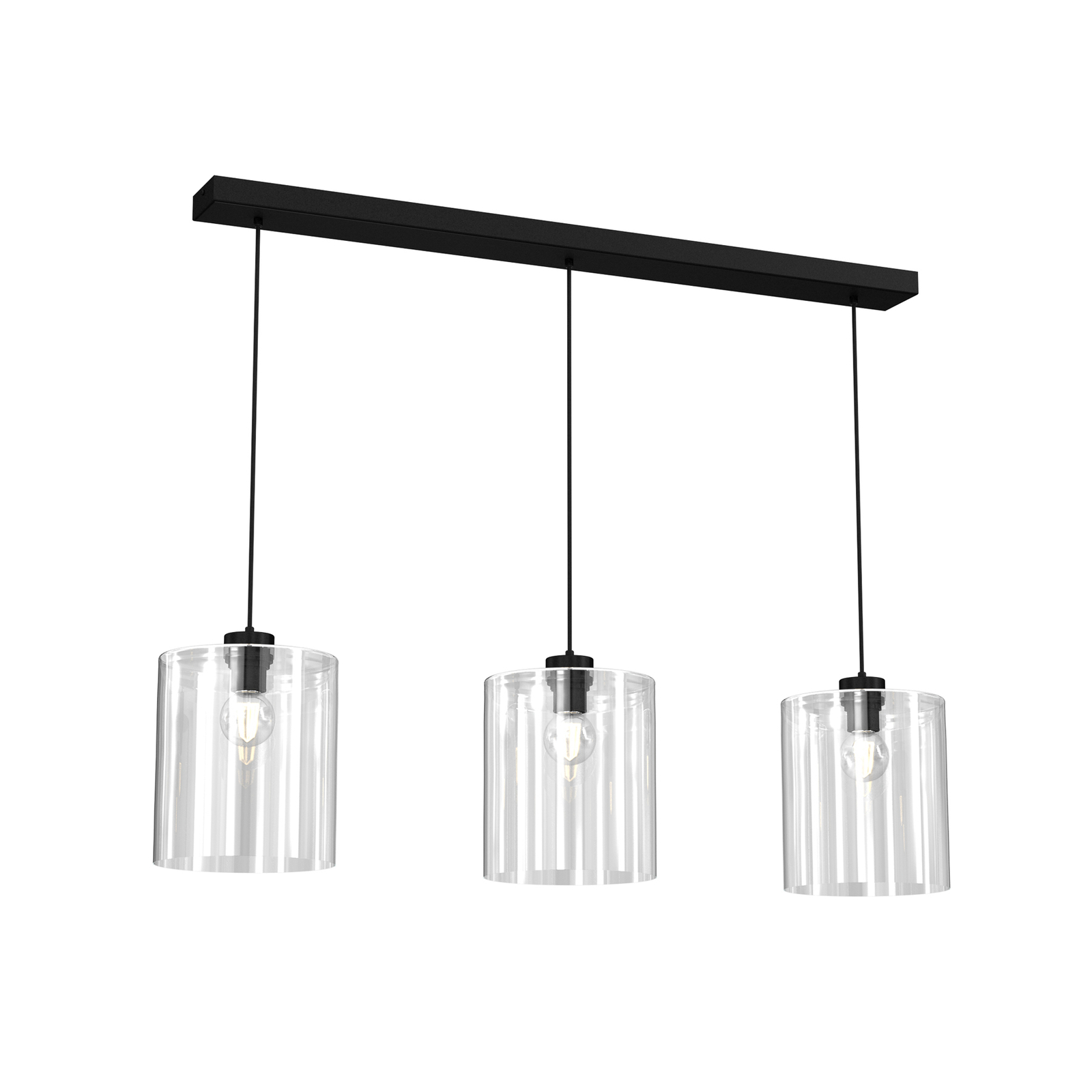 Hängelampe Jules mit Glasschirm, 3-flammig, linear