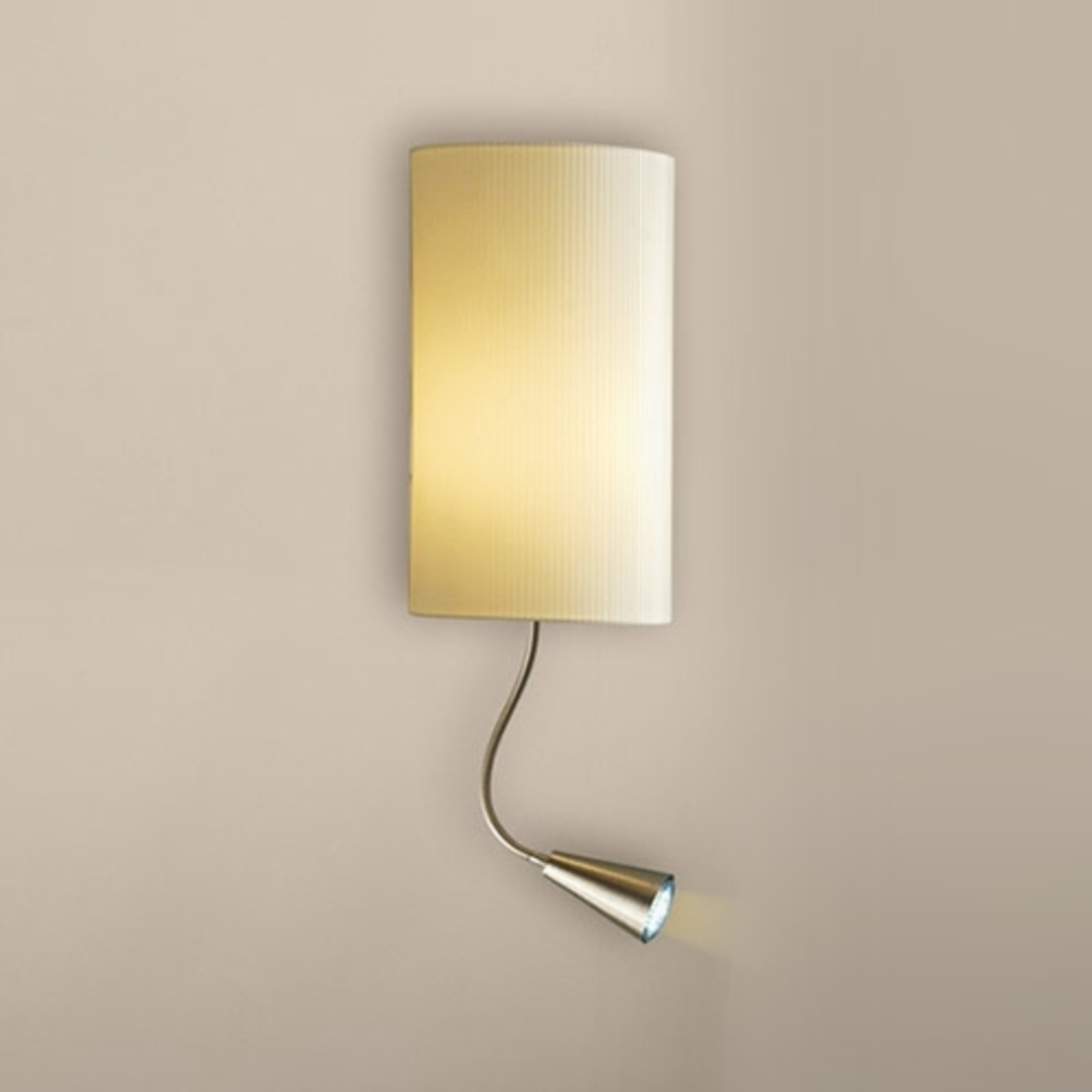 Pamalux wall light Benito with LED-reading arm, for Living / Dining Room, Lamitex film, metal, E27, 40 W, energy efficiency: A++, H: 35 cm