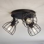 Alano ceiling light, black, three-bulb