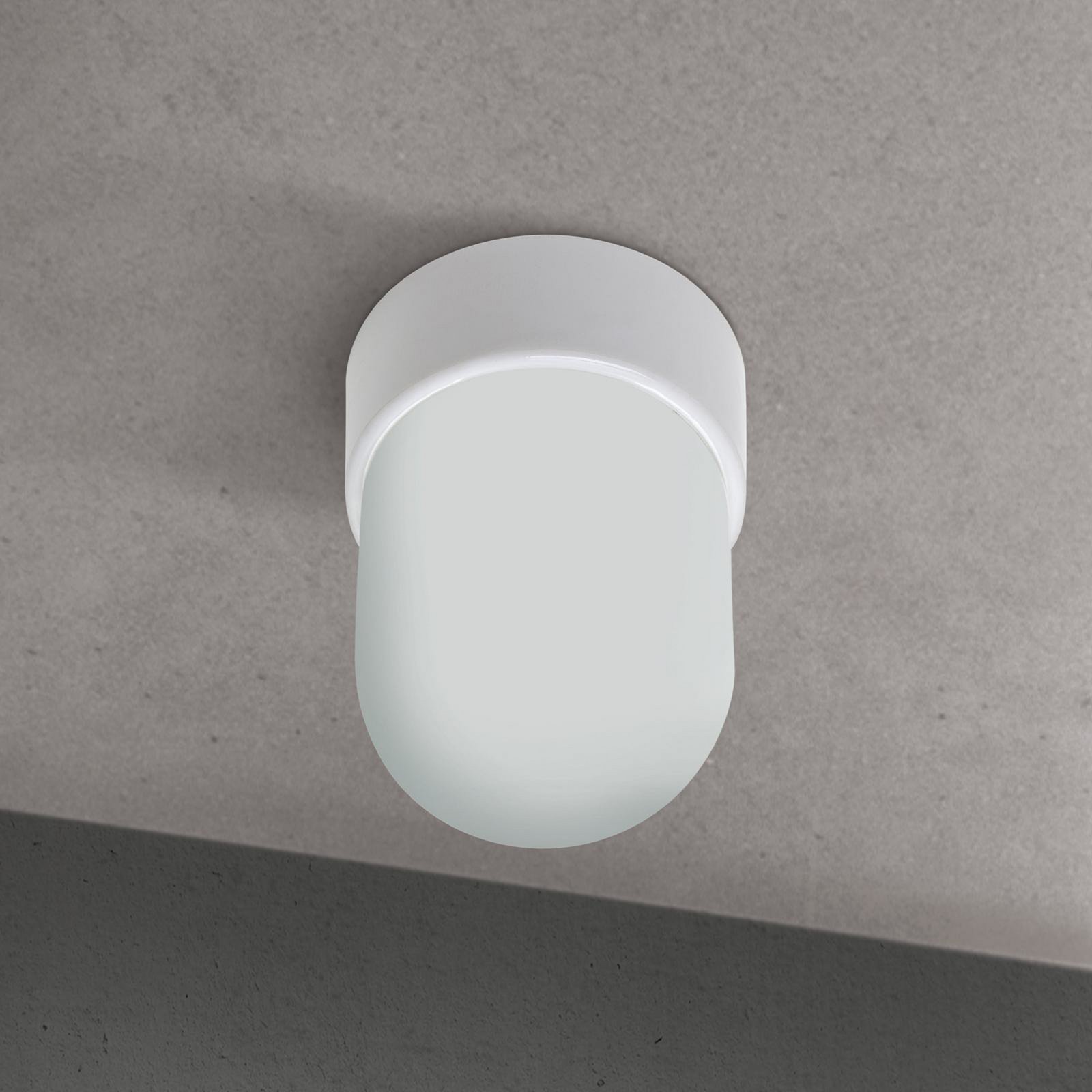 Plafonnier Ostia, blanc, céramique, verre satiné, E27