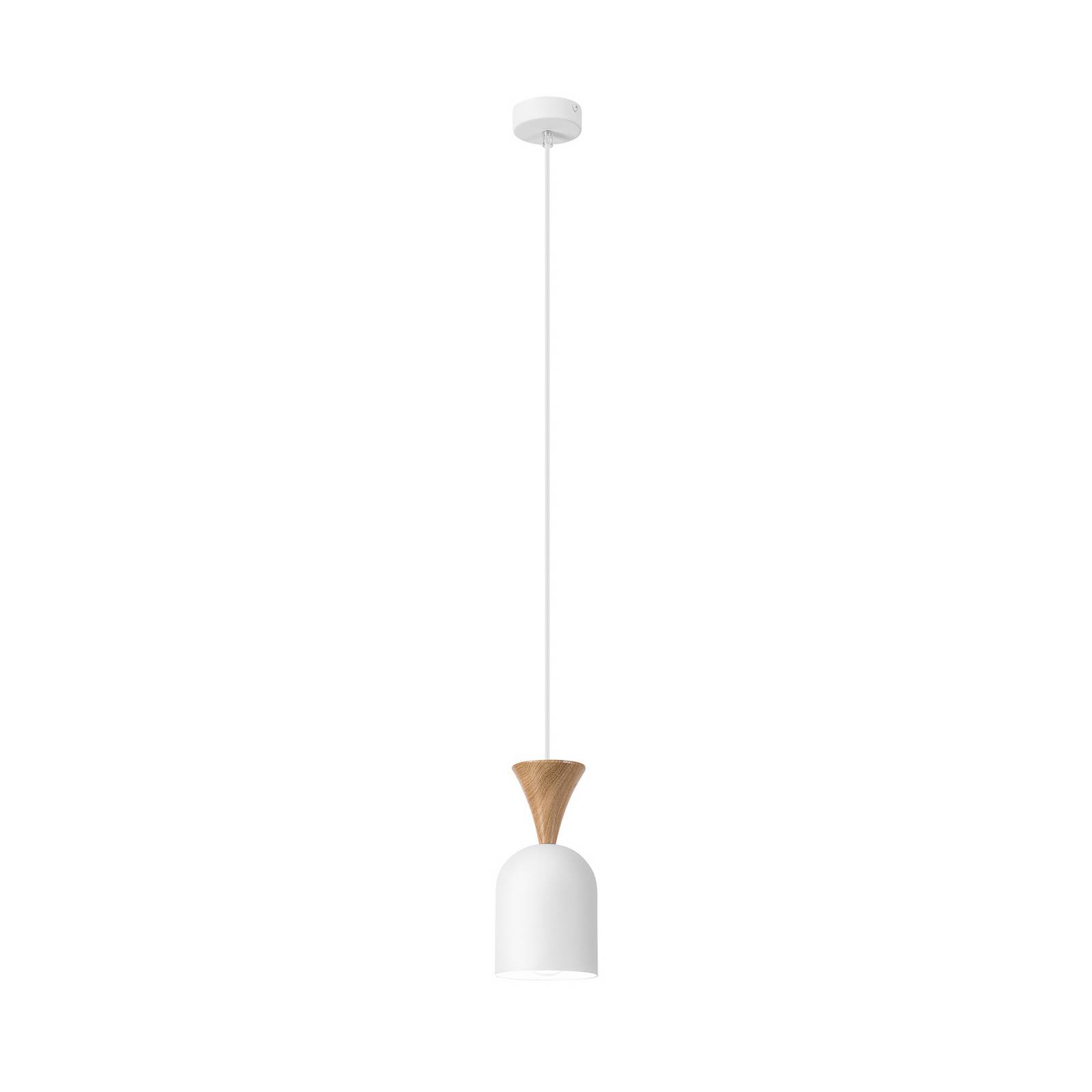 Pendellampe Nolan, Ø 11 cm, weiß/eiche, Metall/Holz