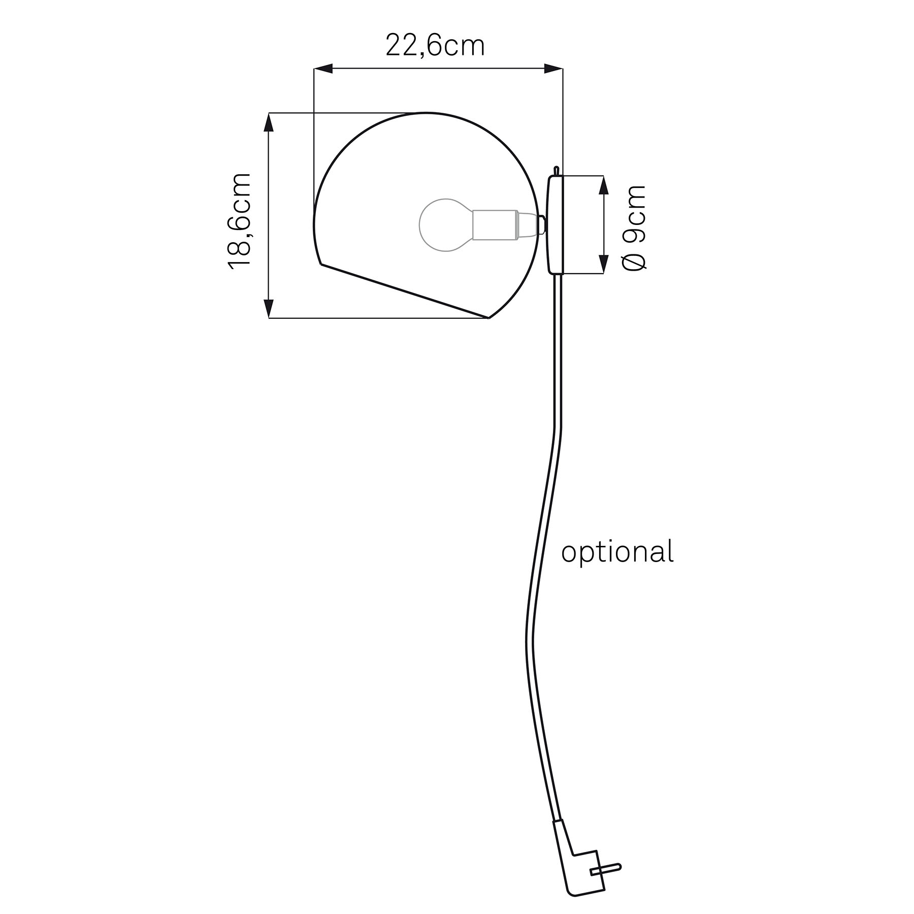 NYTA Nyta Tilt Globe Wall Short wall lamp black, for Living / Dining Room, aluminium, E14, 46 W, energy efficiency: A++, W: 20 cm, H: 18.6 cm