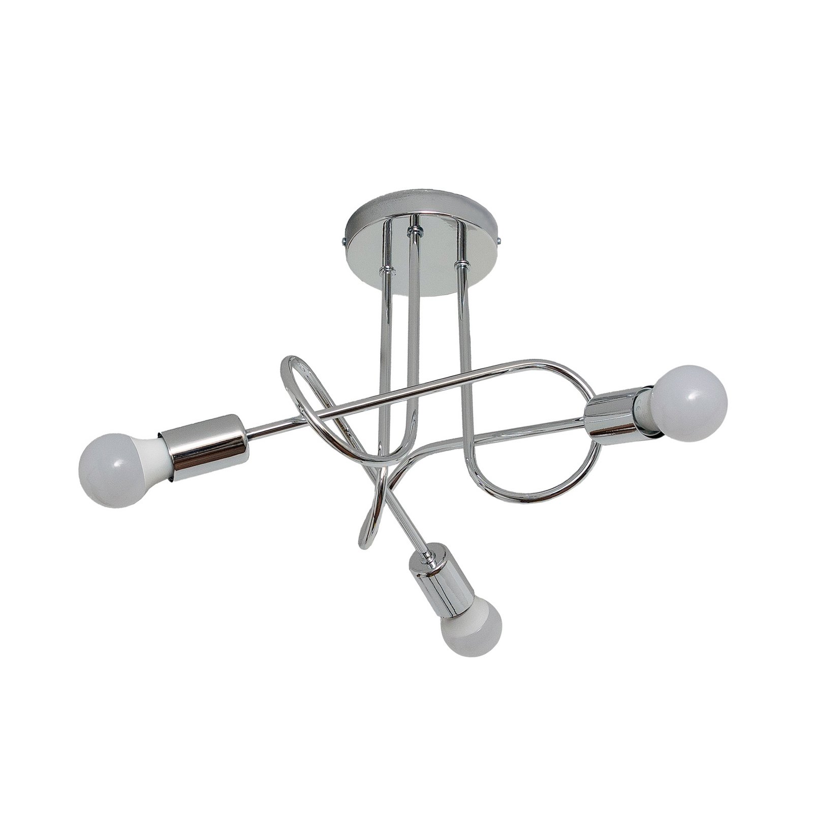 Plafonnier Oxford, chrome, à 3 lampes, Ø 44 cm, métal