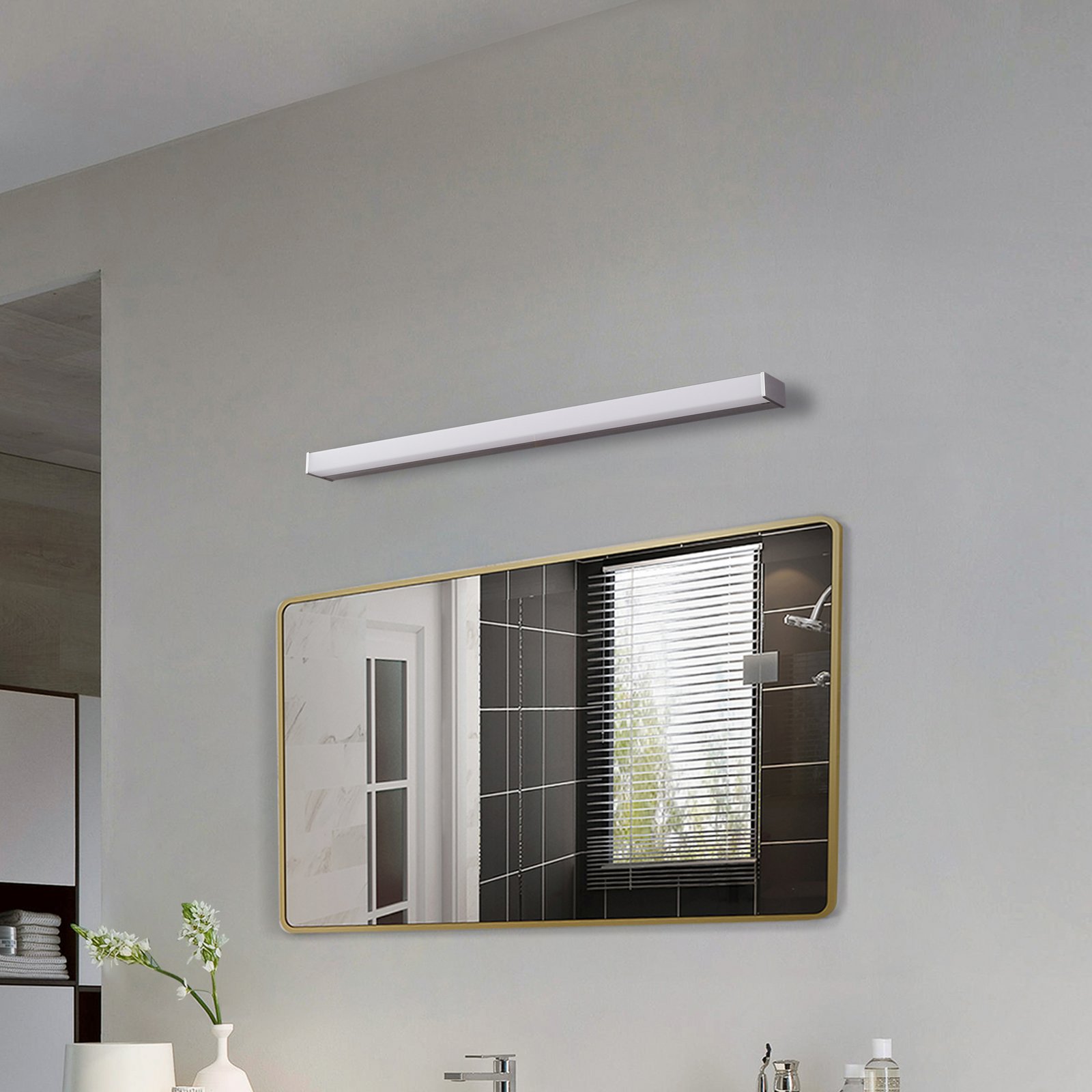 LED bathroom mirror light Philippa, angular, 88cm, aluminium