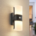 Lindby LED-Außenwandlampe Jasiah, anthrazit, drehbar, Sensor